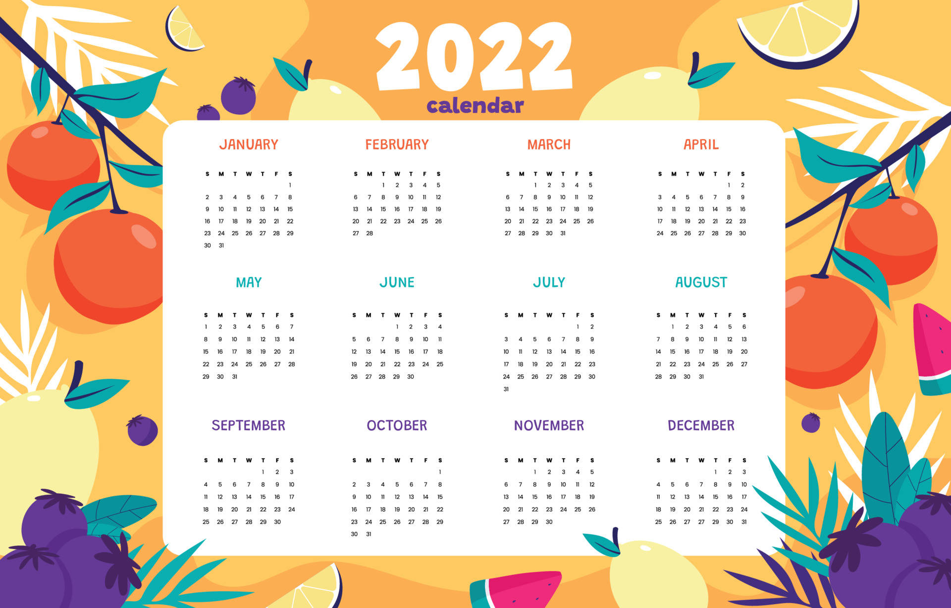 Fruity 2022 Calendar Background