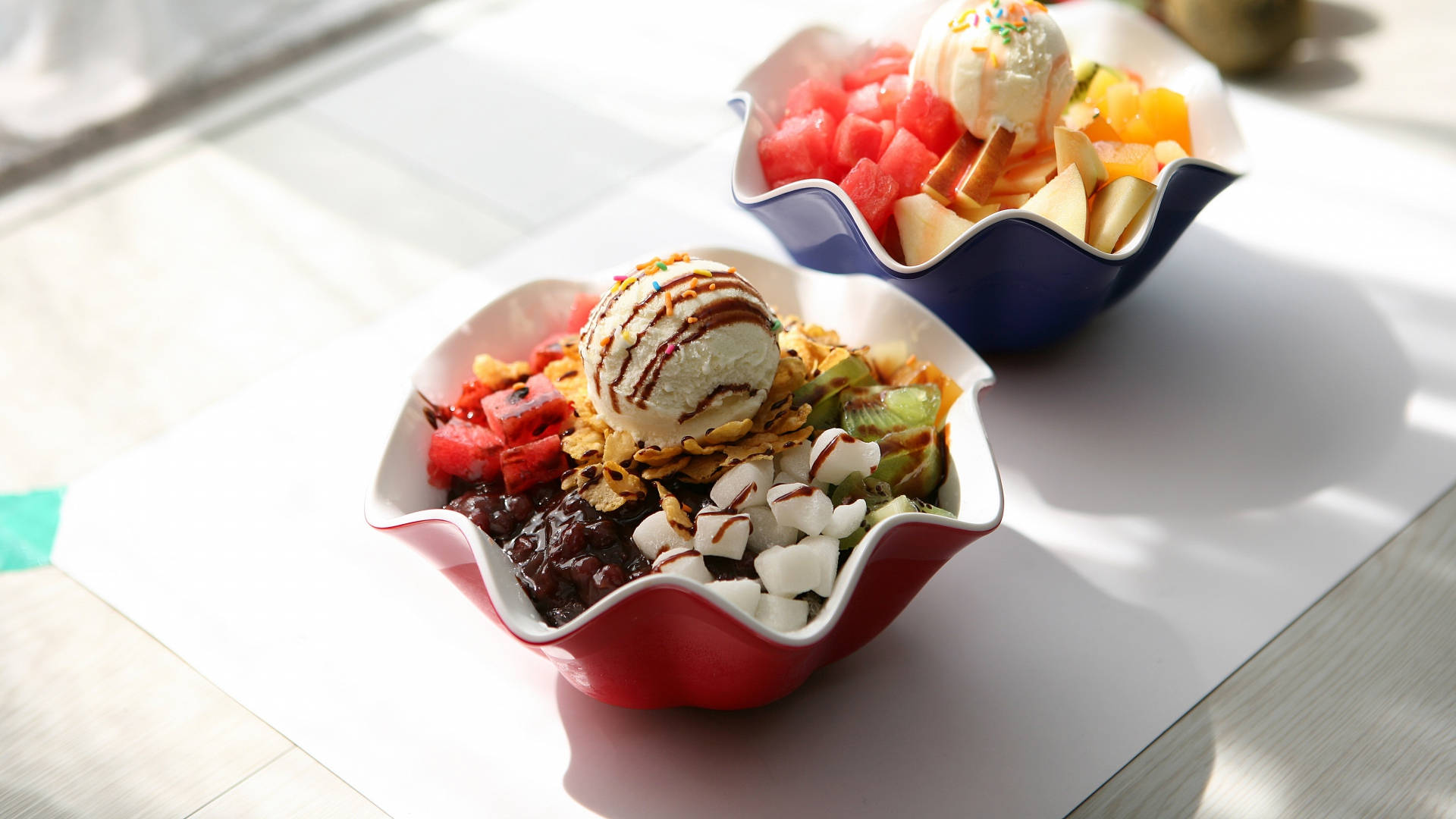 Fruity Bingsu Ice Cream Dessert Background