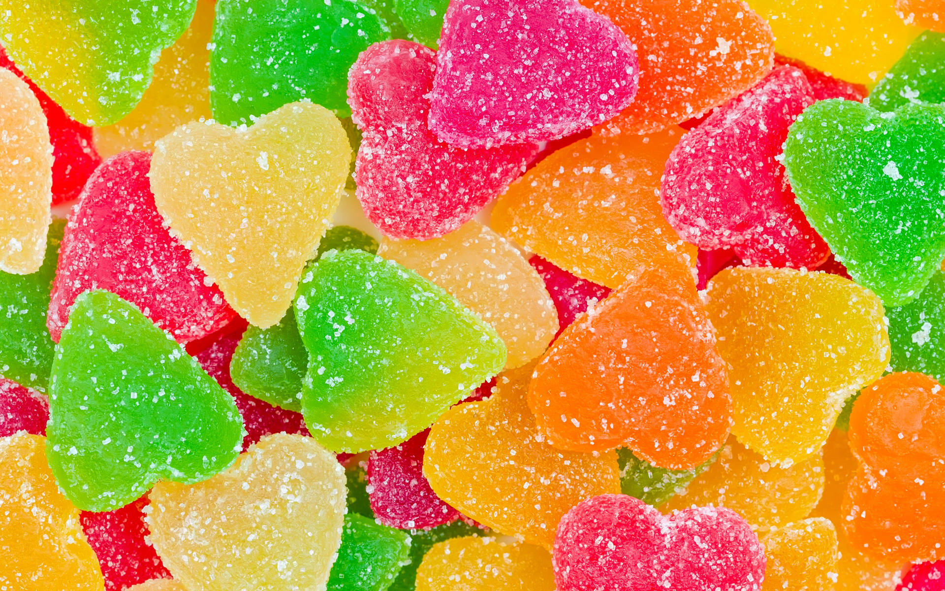 Fruity Heart Jelly Candies Background