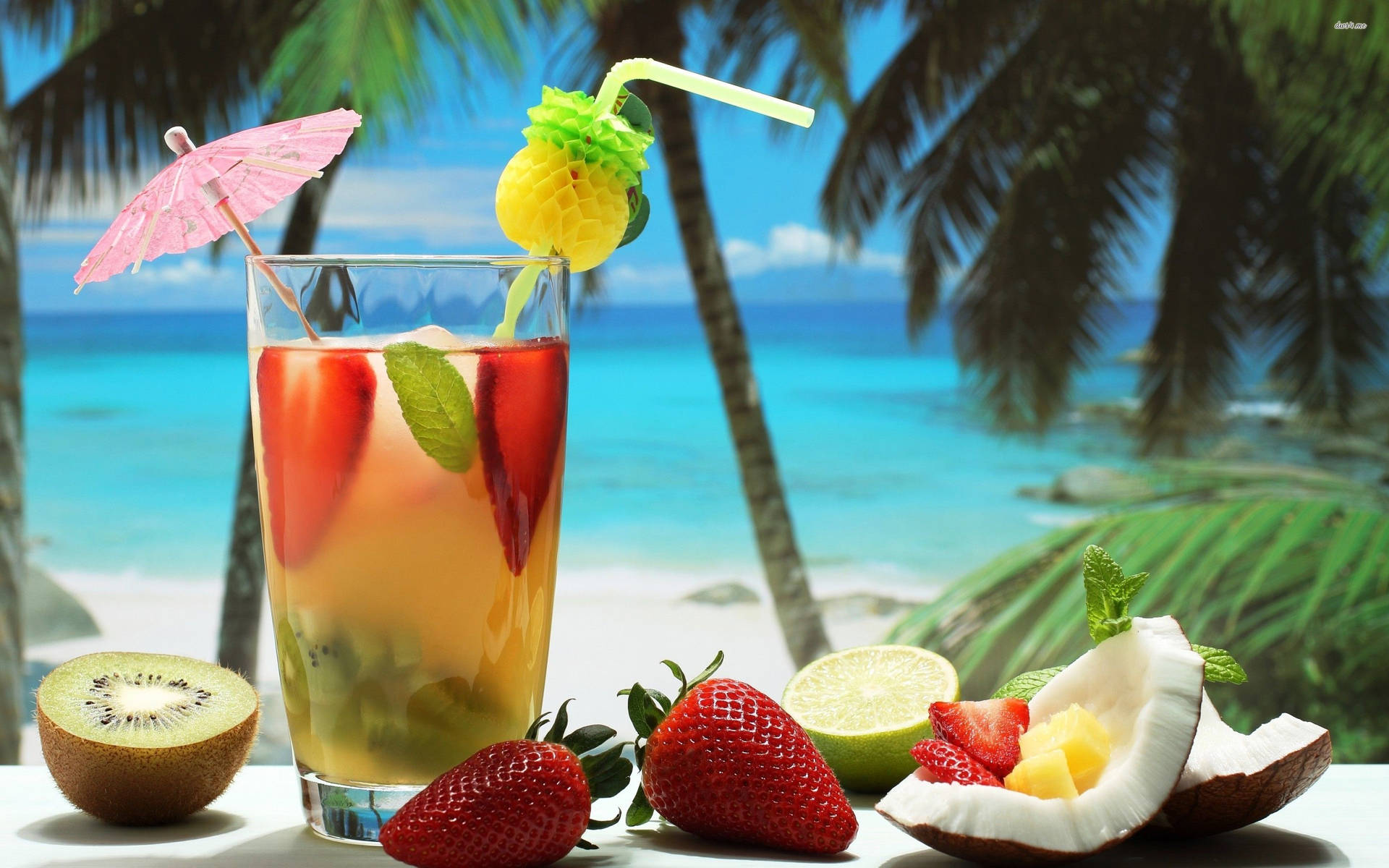 Fruity Mix Tropical Drink Background
