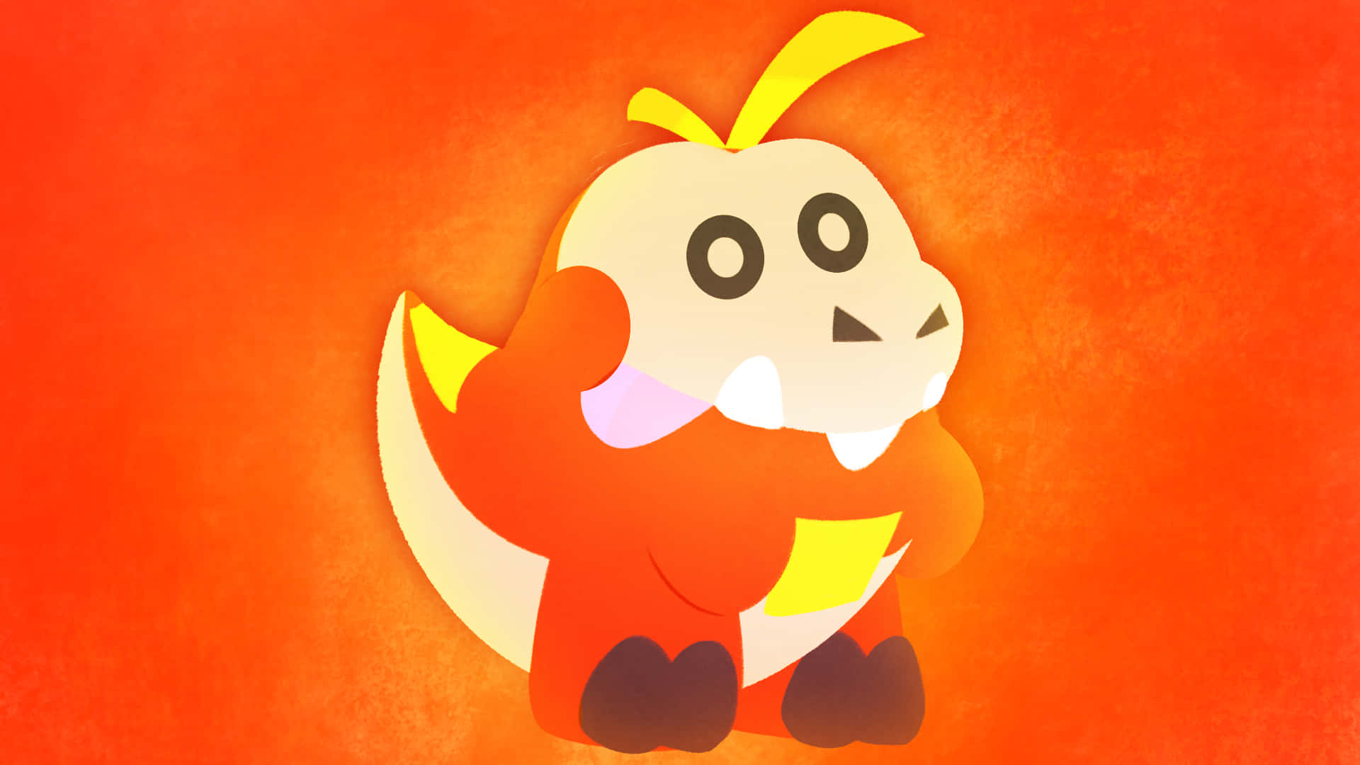 Fuecoco Pokemon Illustration On Orange Background Background