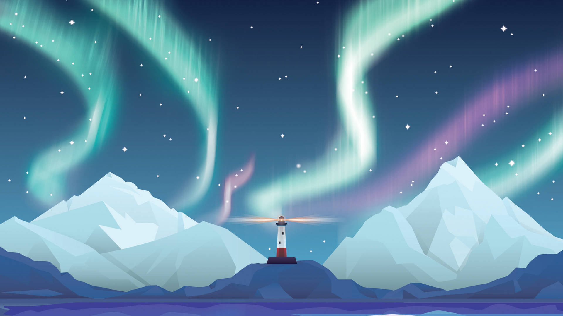 Full 4k Lighthouse Aurora Art Background