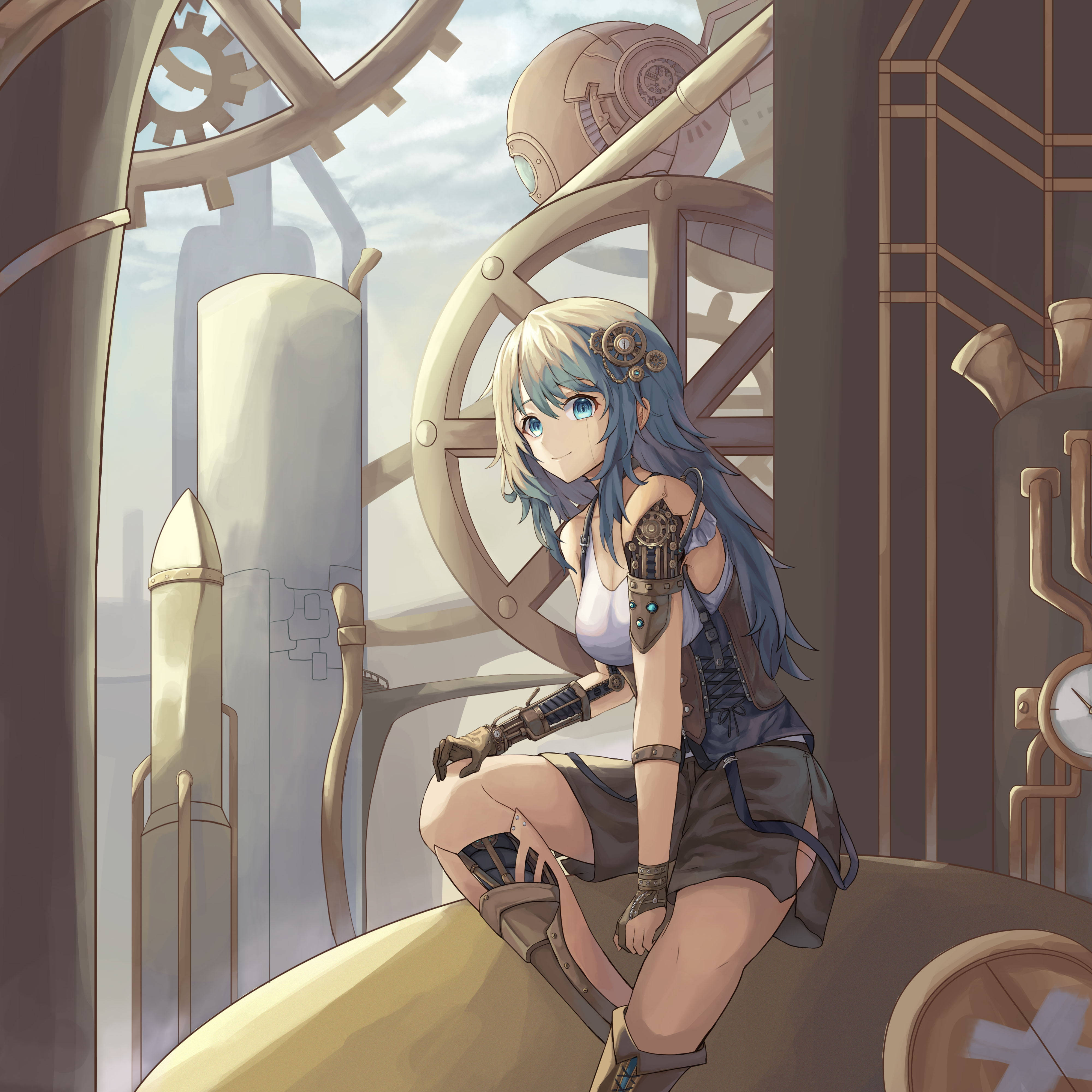 Full 4k Steampunk Anime Girl Background