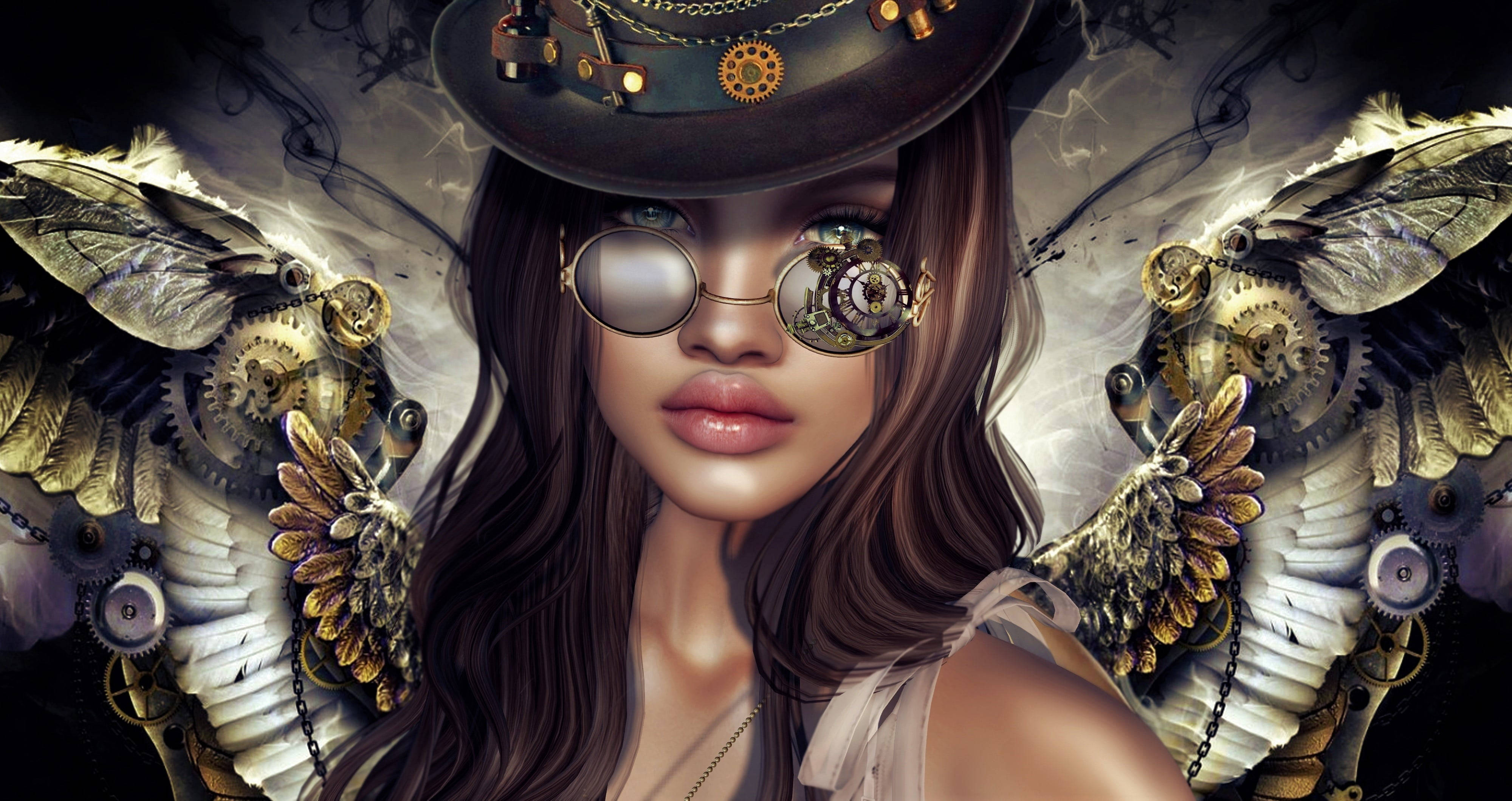 Full 4k Steampunk Lady Background