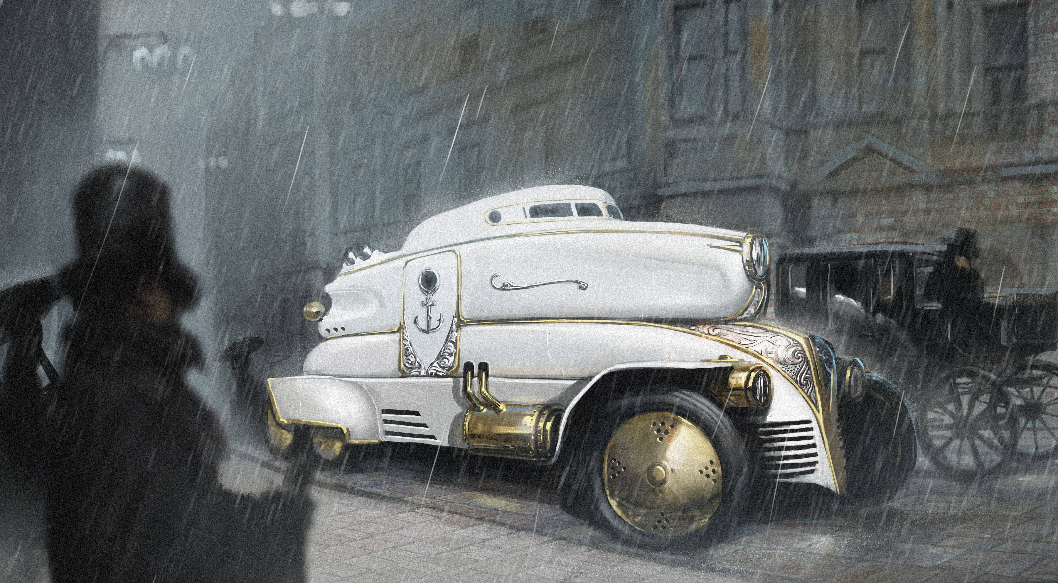 Full 4k Steampunk Luxury Car Background