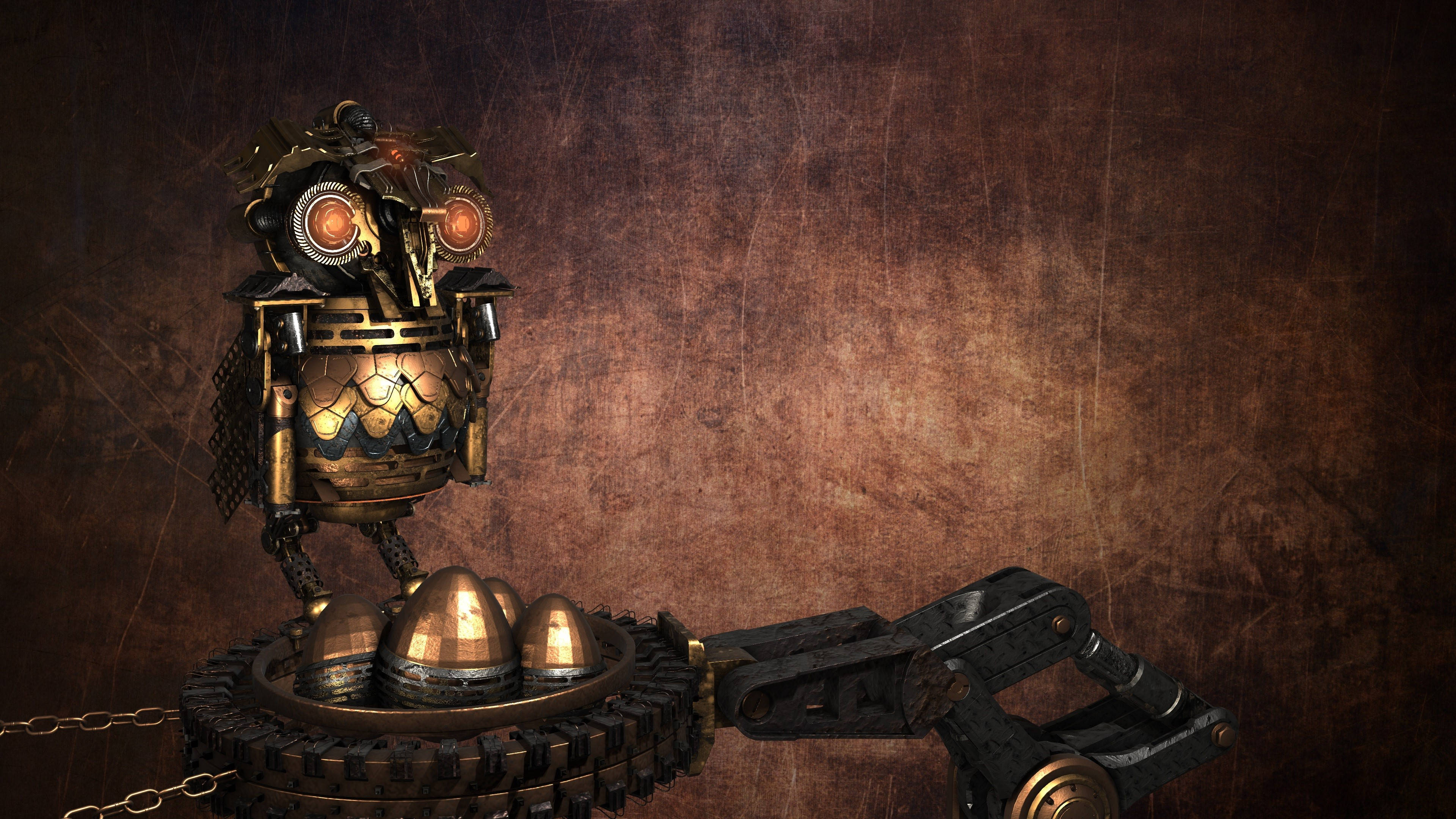 Full 4k Steampunk Mechanical Owl Background