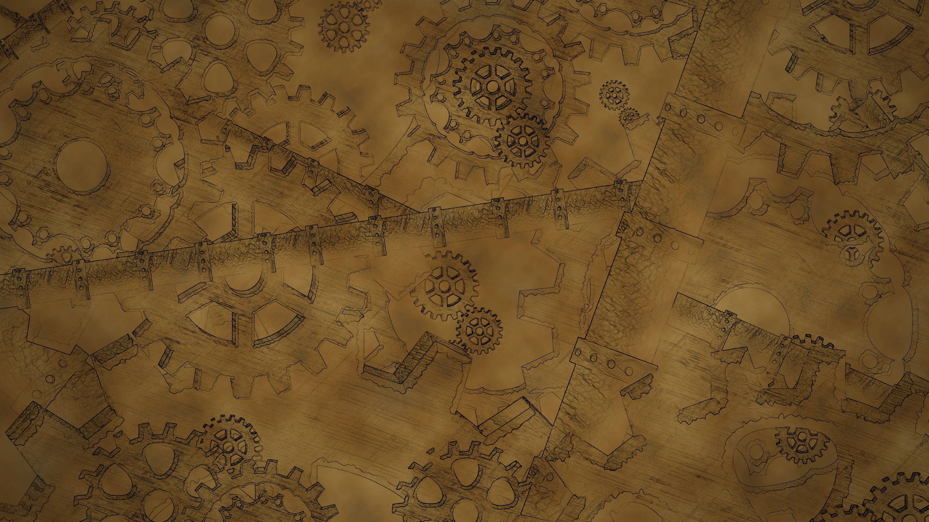 Full 4k Steampunk Pipes And Gears Background