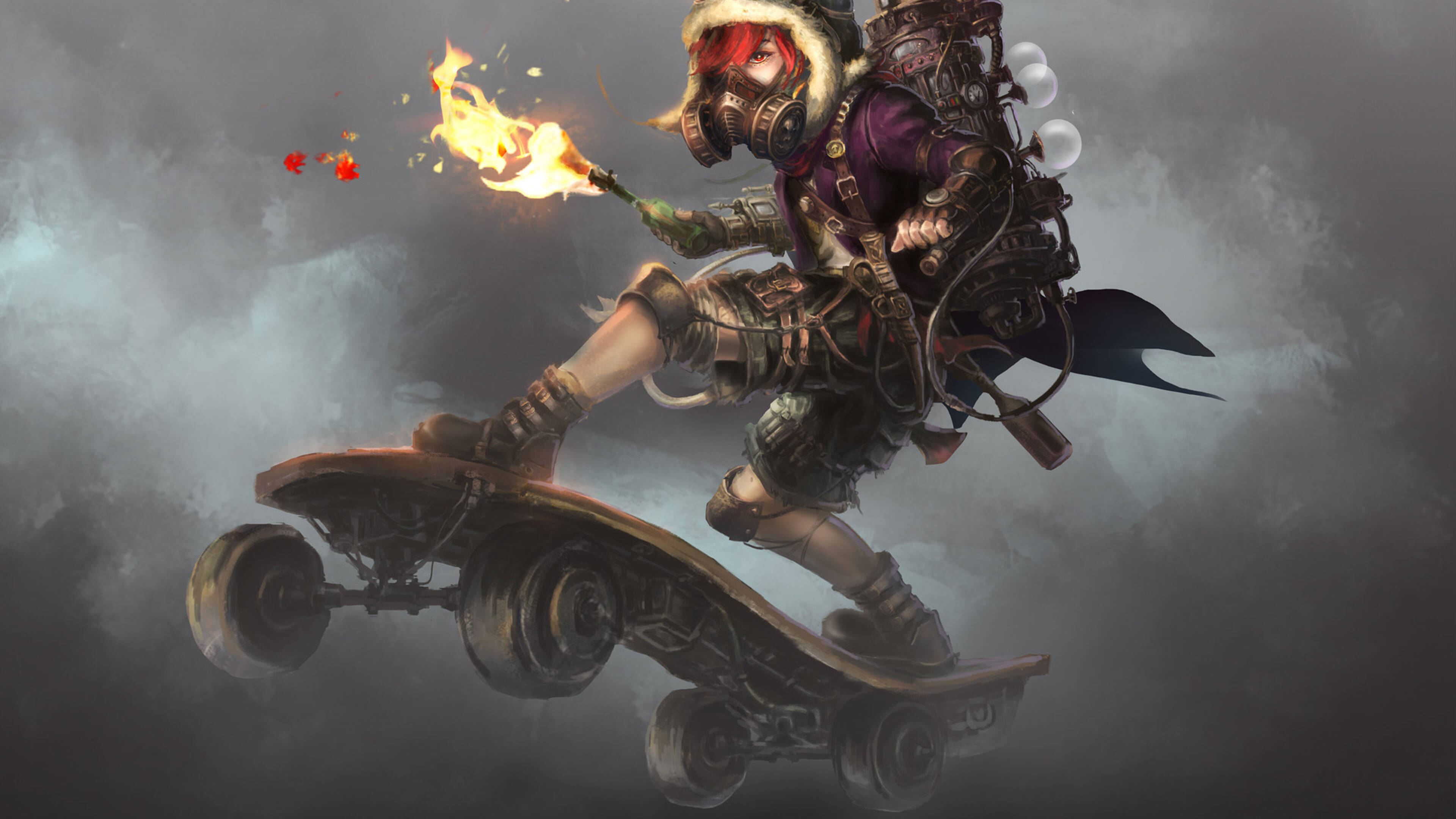 Full 4k Steampunk Skateboarder Background