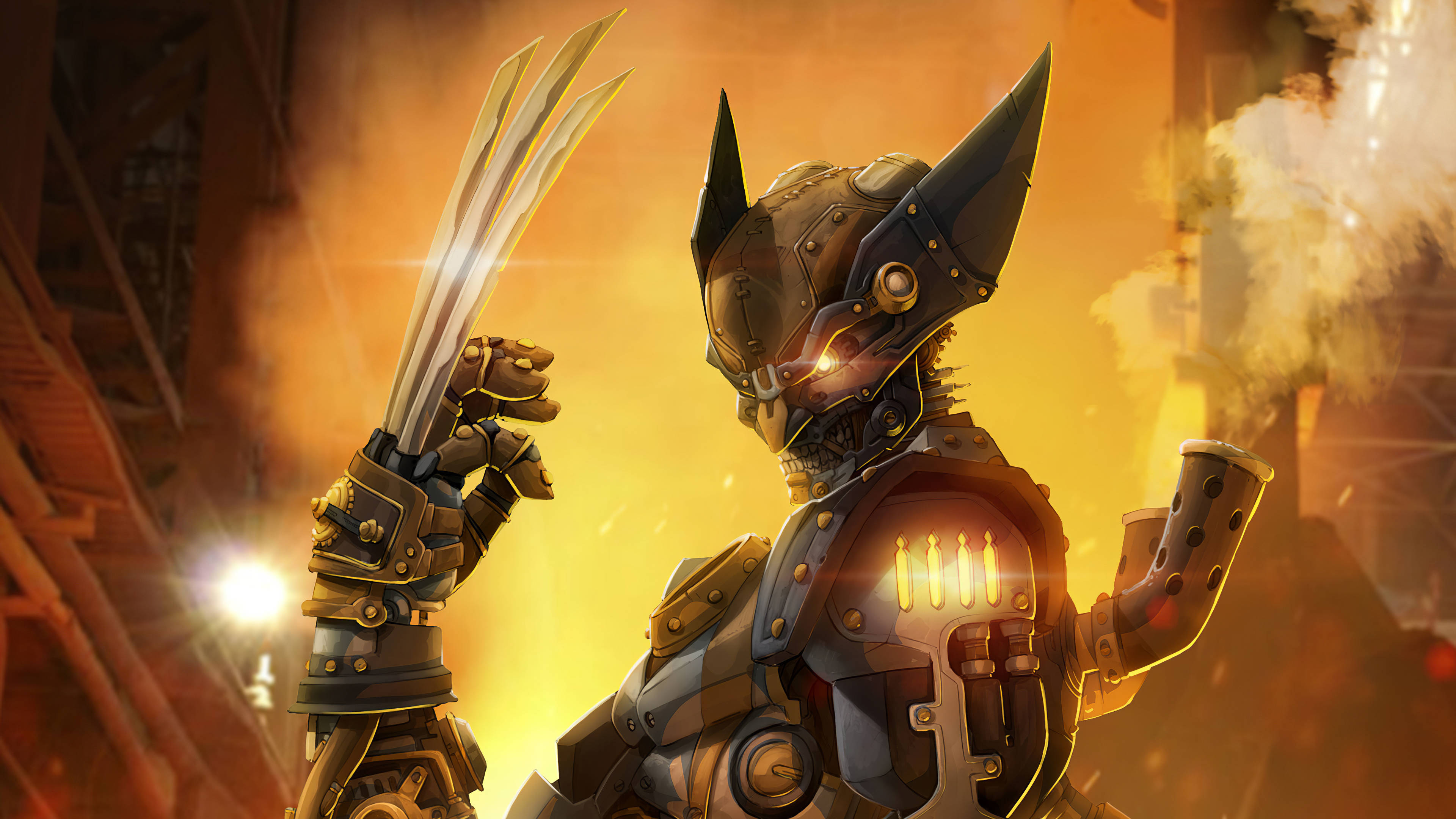 Full 4k Steampunk Wolverine Background