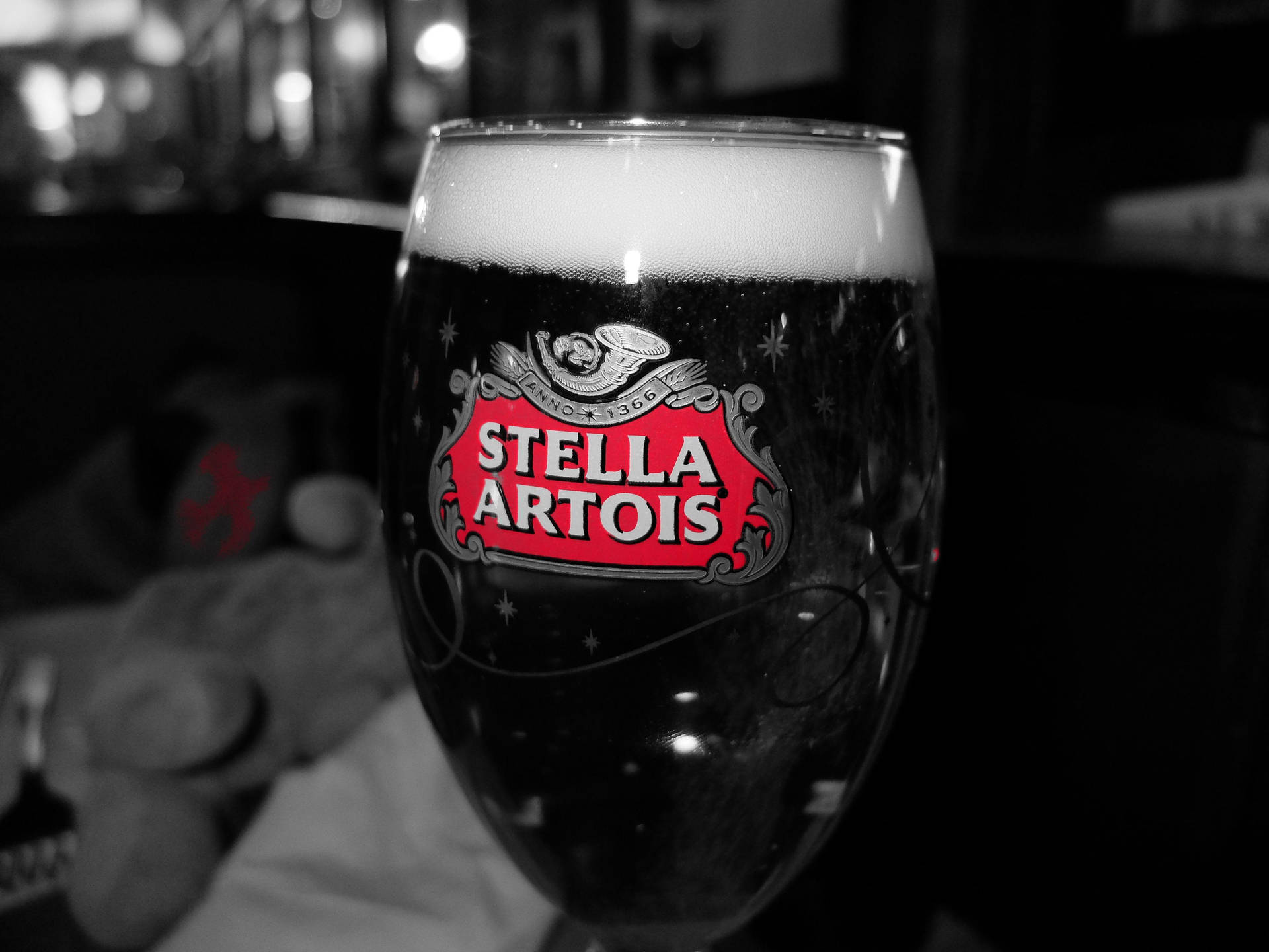 Full Cup Of Stella Artois Beer Background