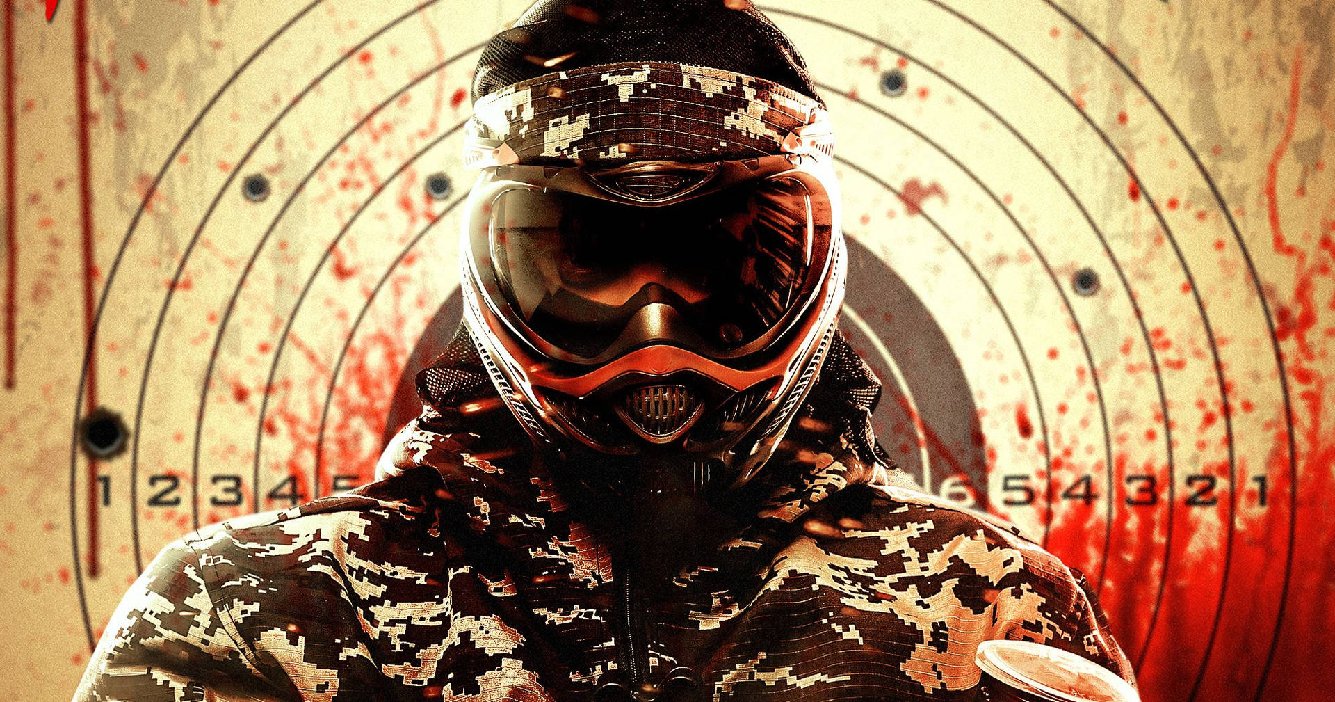 Full Gear Player Paintball Massacre Movie Background