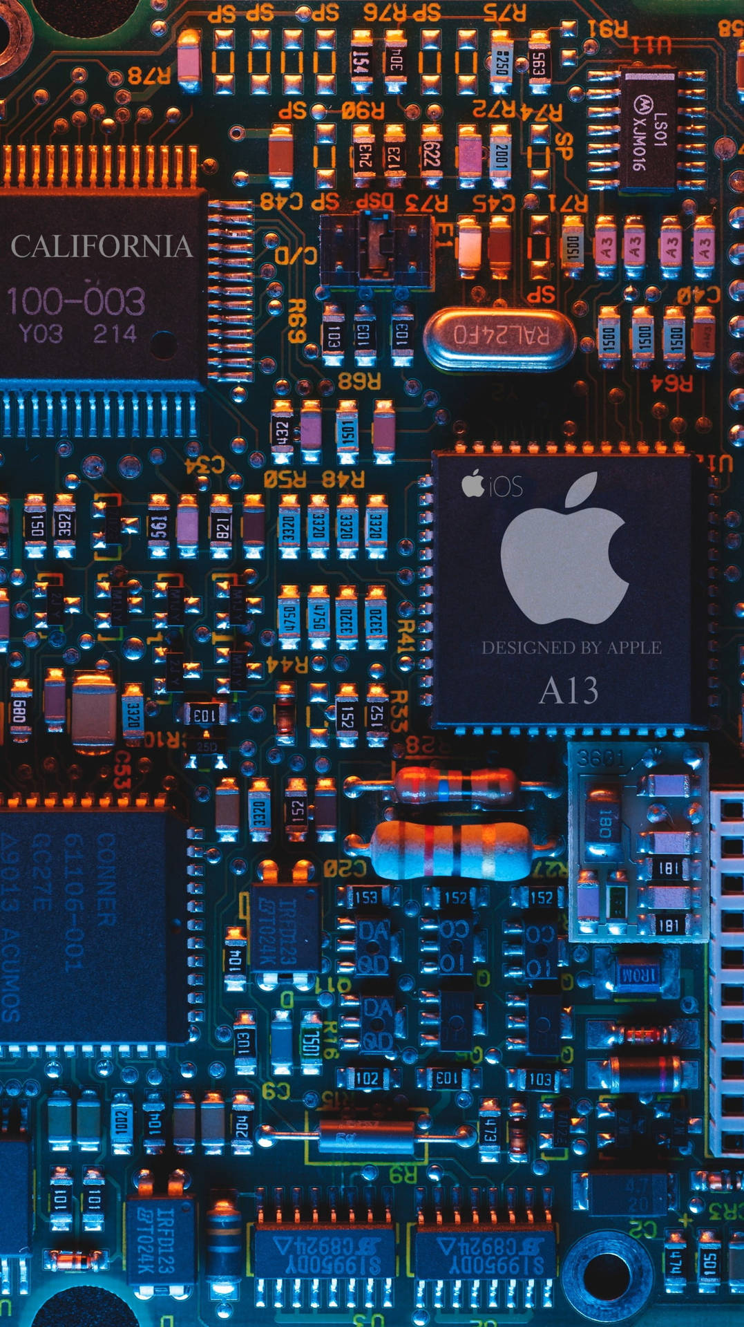 Full Hd Apple In A Circuit Background