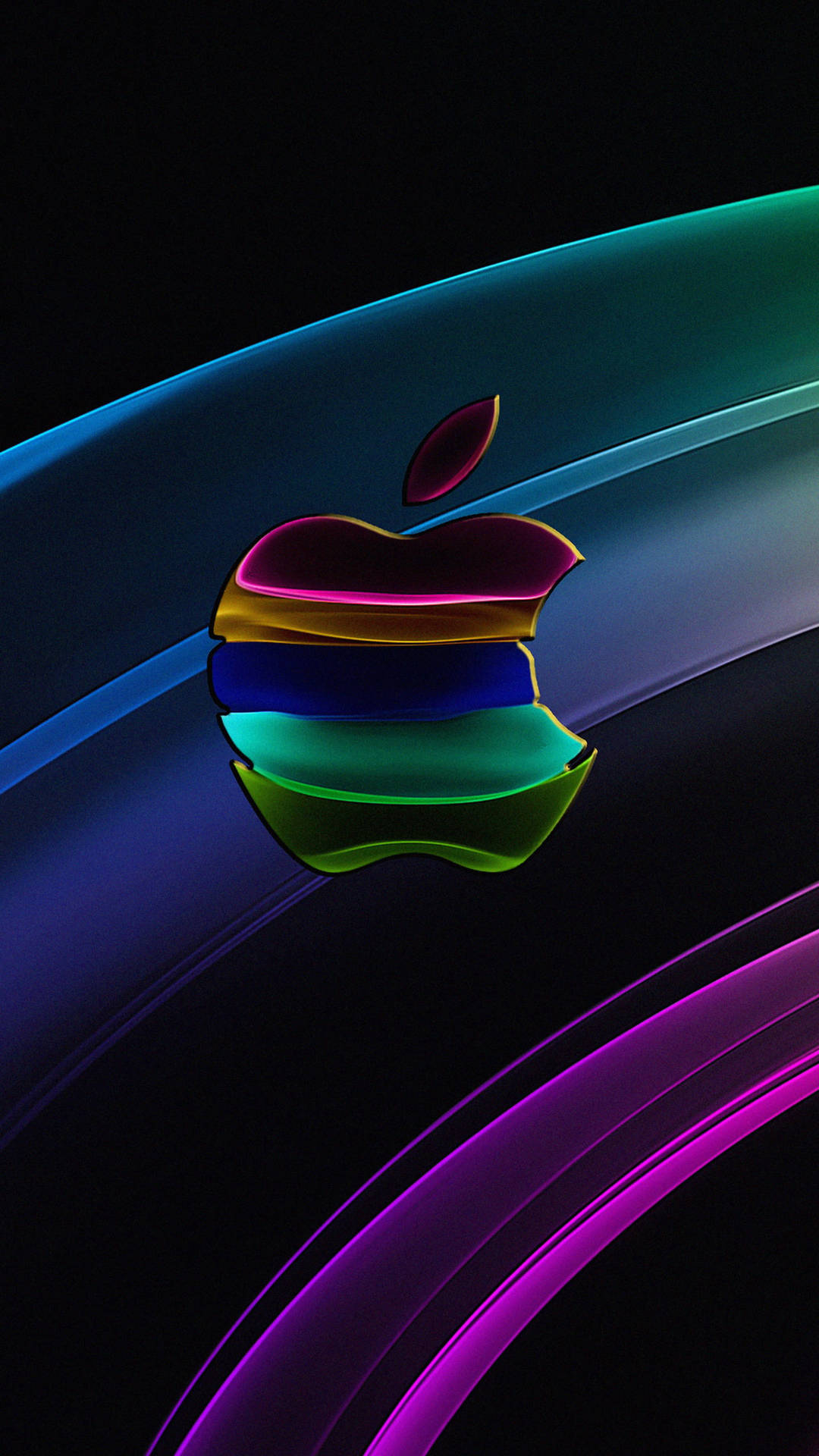 Full Hd Apple In Colorful Abstract Background