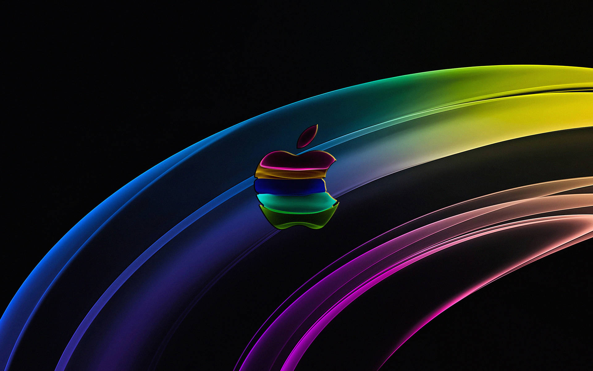 Full Hd Apple With Colorful Abstract Background