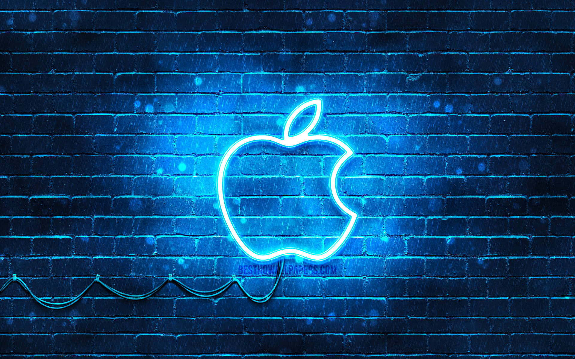 Full Hd Illuminated Blue Apple Background