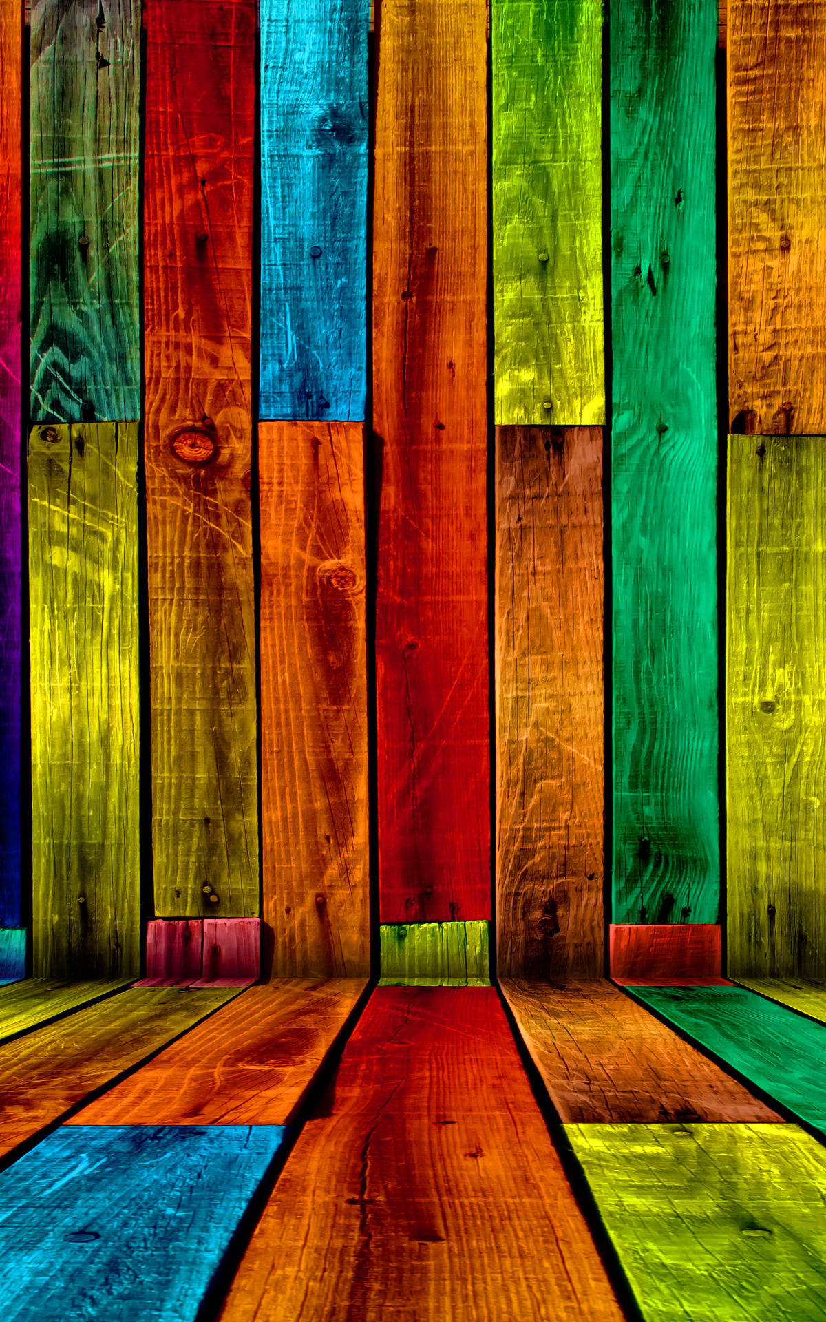 Full Hd Tablet Colorful Wood Planks Background