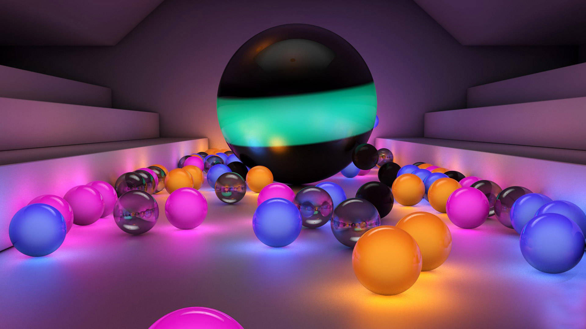 Full Hd Tablet Glowing Balls Background