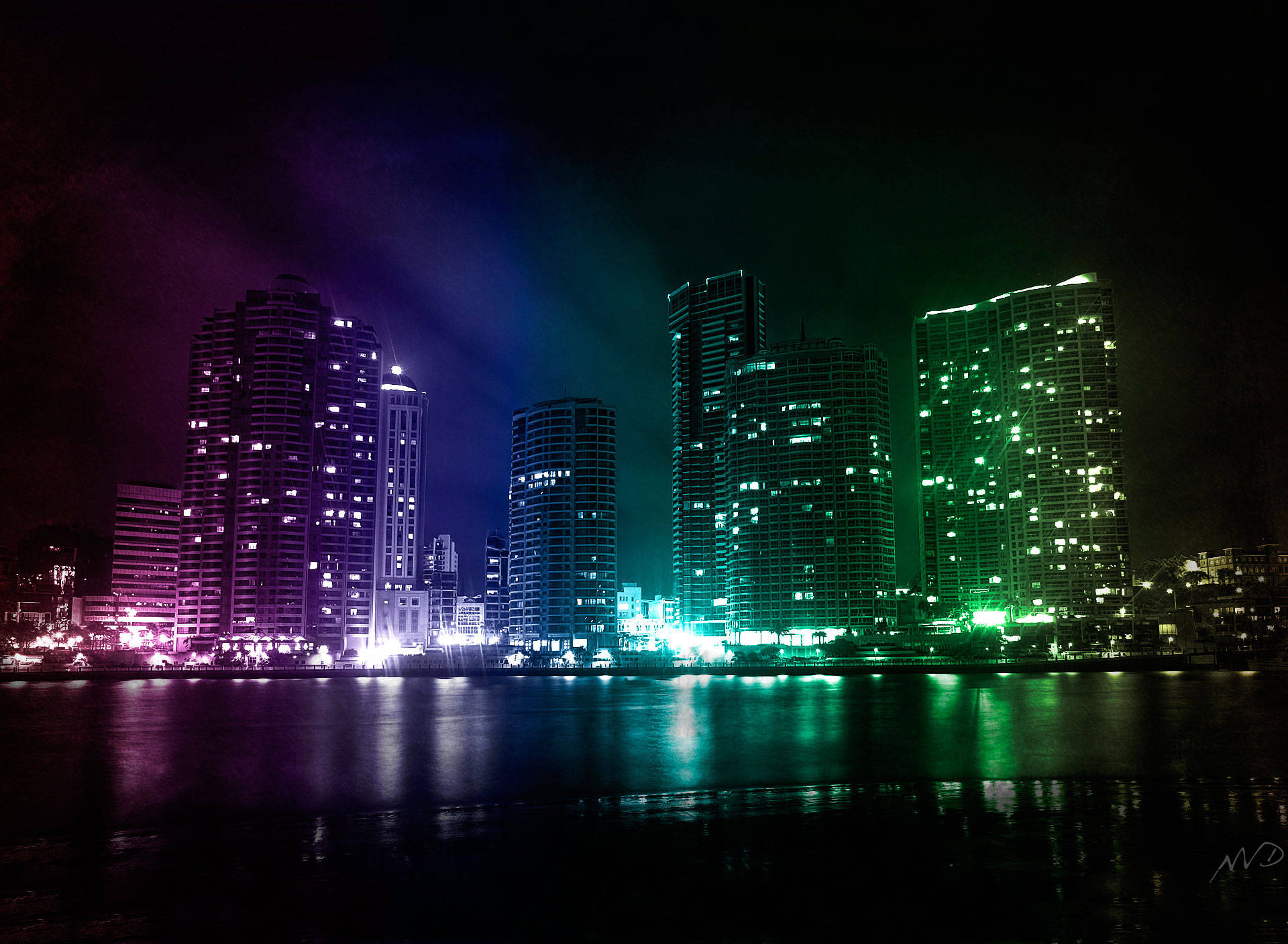 Full Hd Tablet Night Cityscape Background