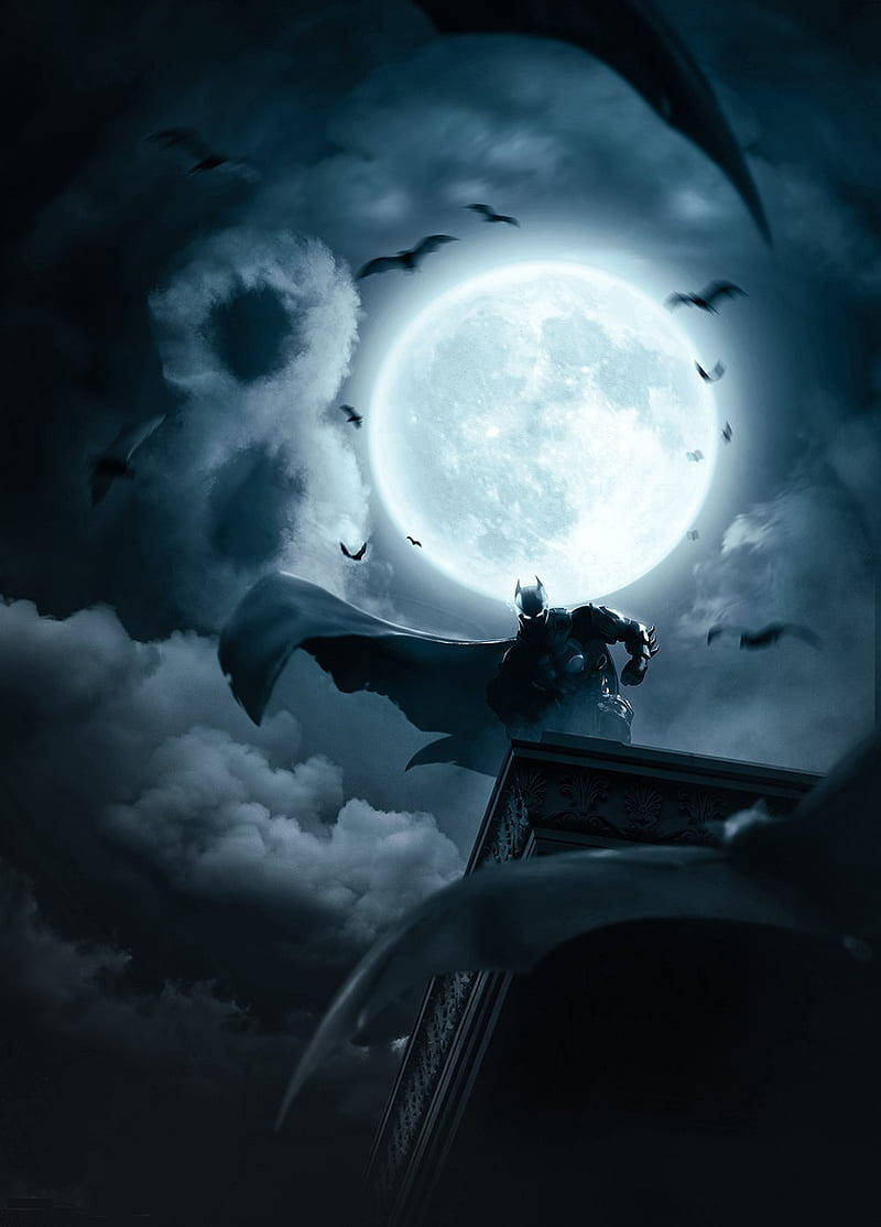 Full Moon Behind Batman Arham Knight Iphone