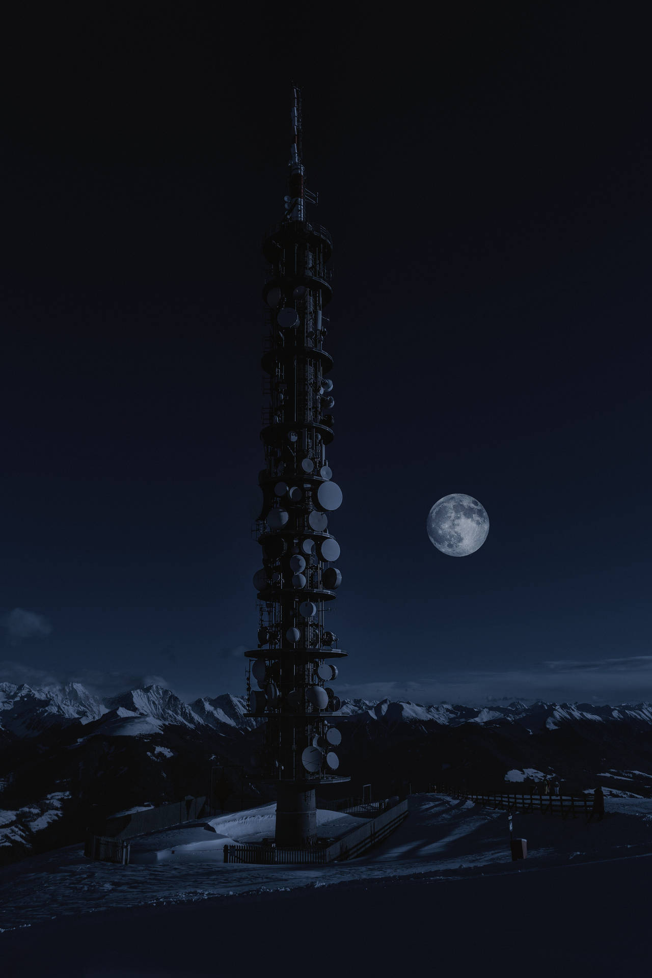 Full Moon By Tower Background
