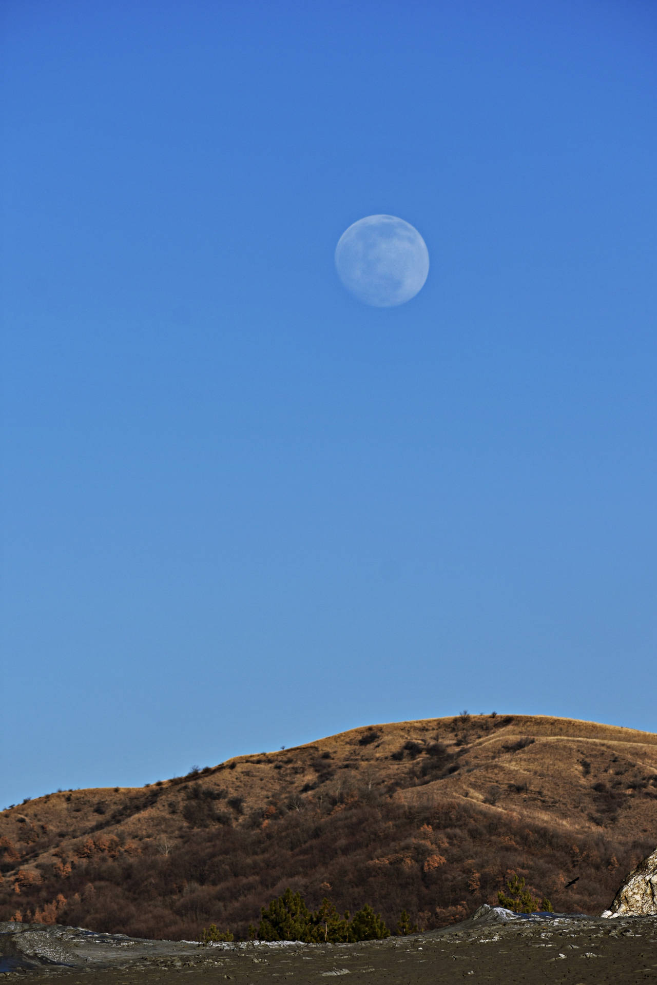 Full Moon In Blue Sky Background