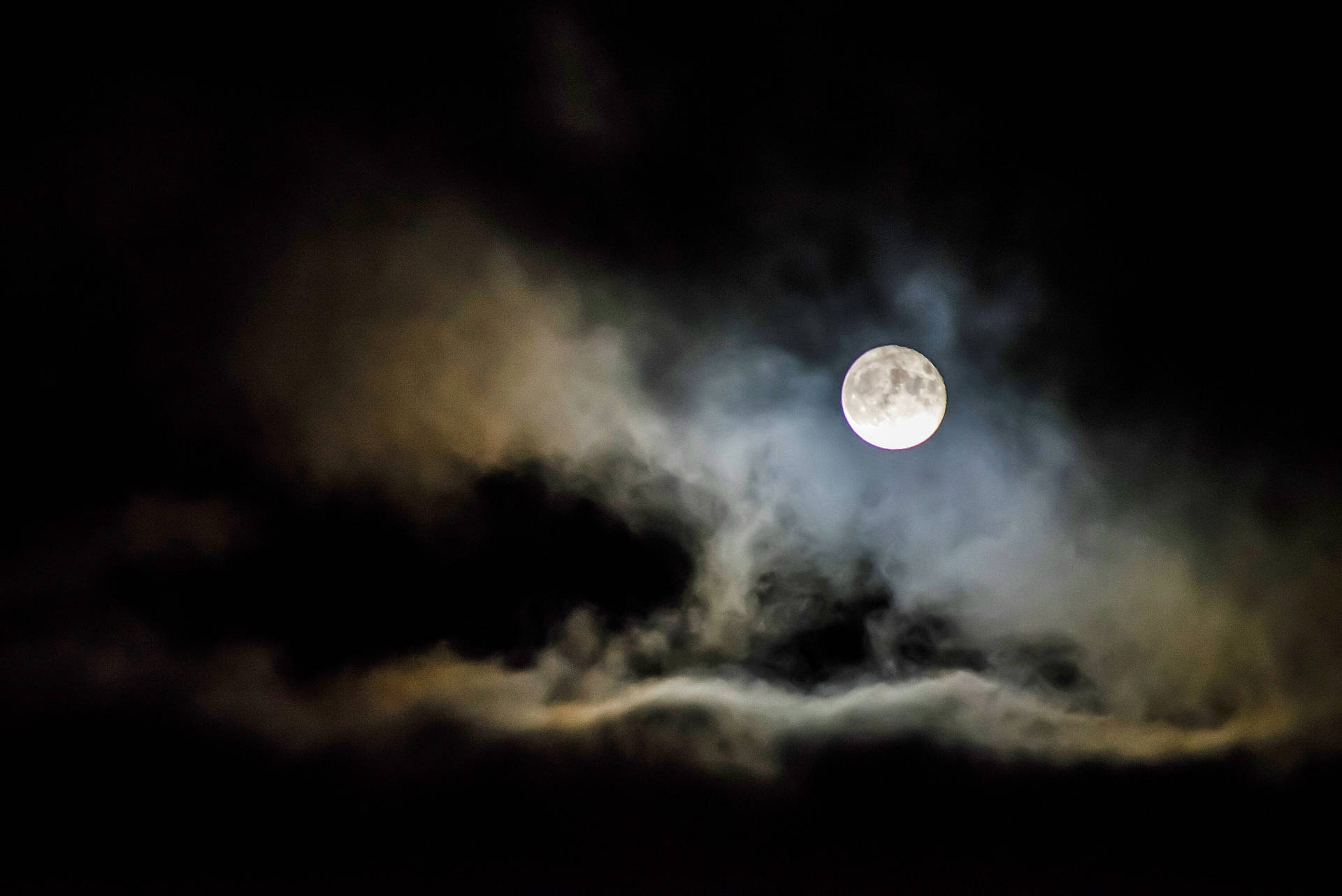 Full Moon In Clouds