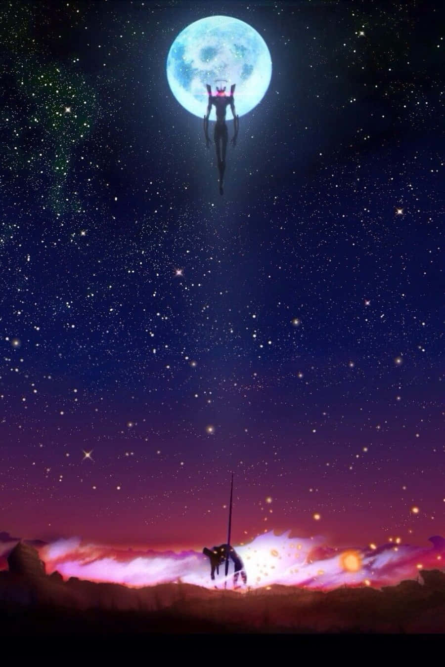 Full Moon Neon Genesis Evangelion Iphone Background
