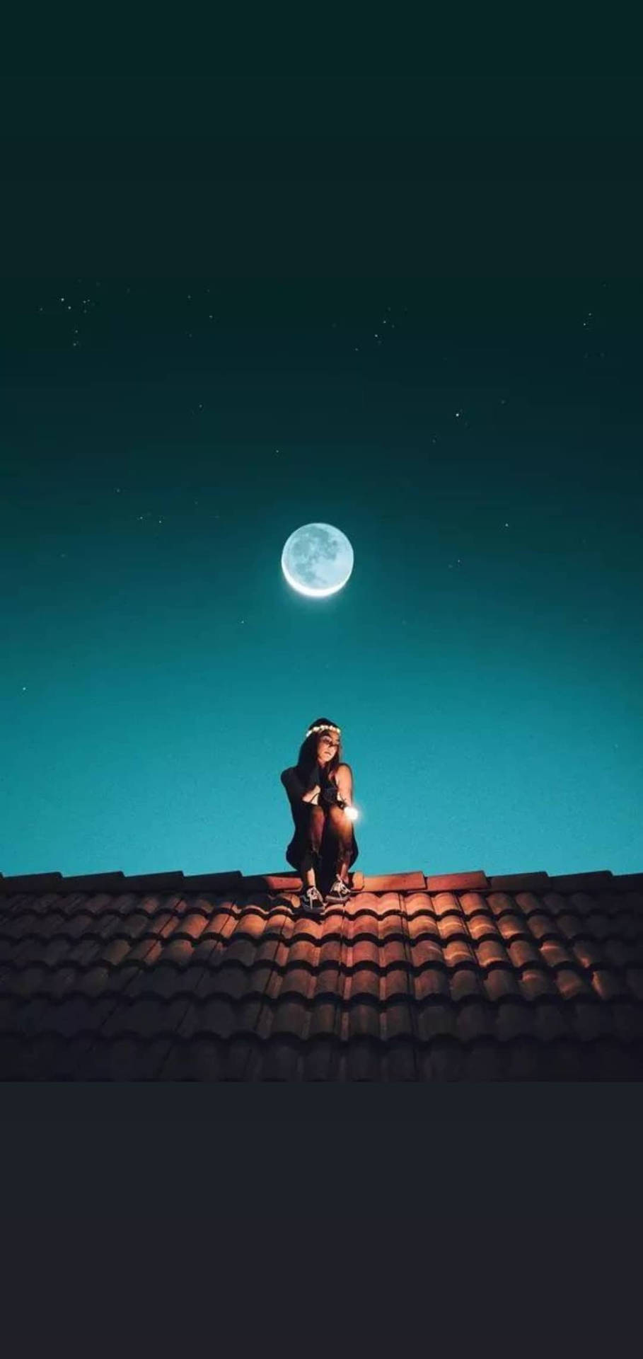 Full Moon Night Single Girl Background