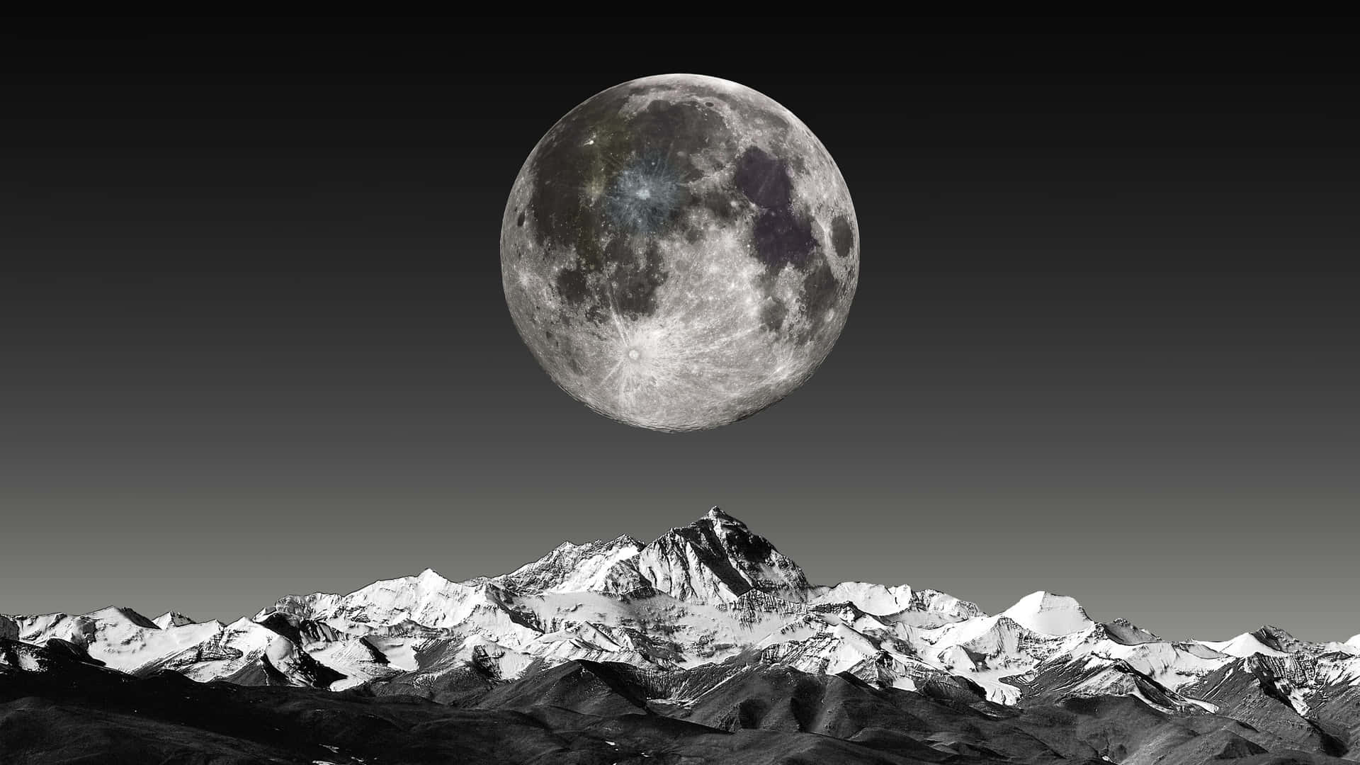 Full Moon Over Mountain Ridge4 K B W Background