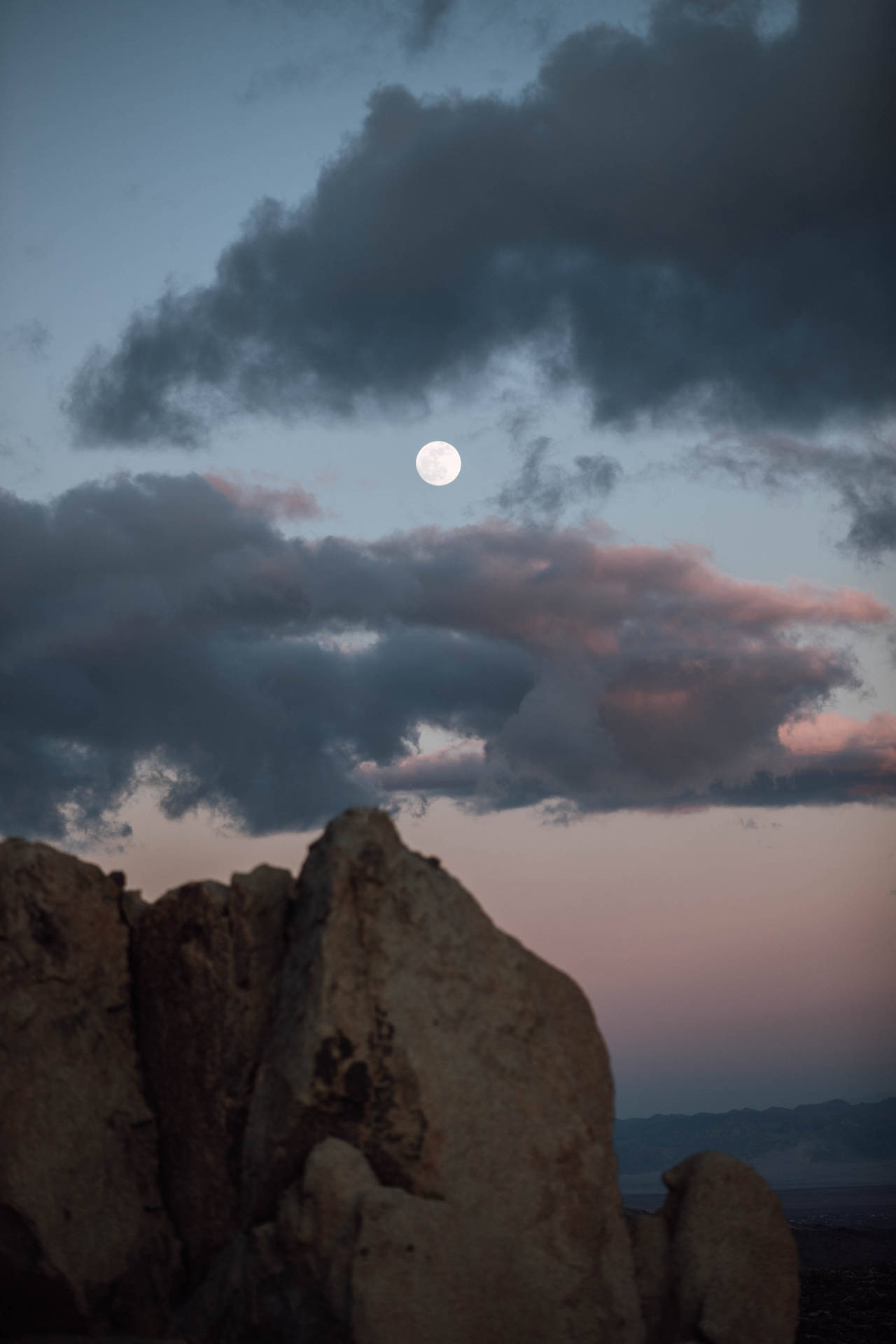 Full Moon Over Mountains Background