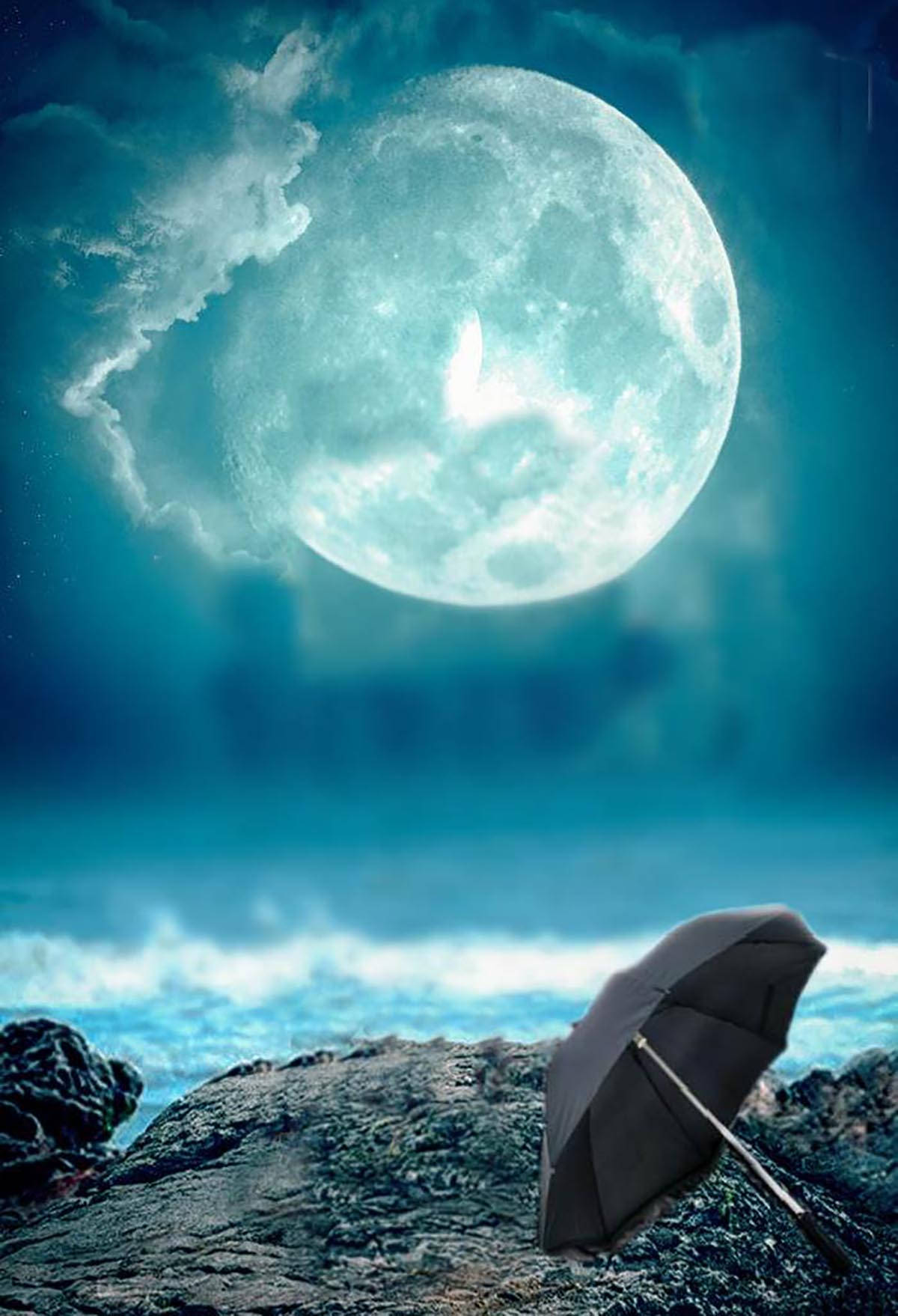 Full Moon Sea Picsart Background