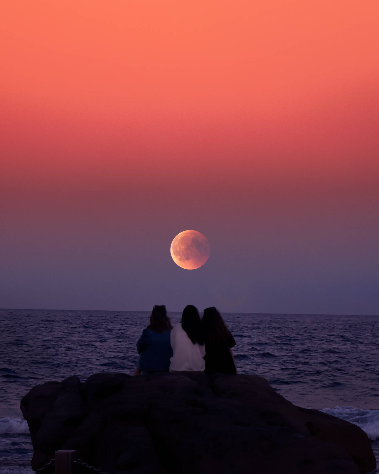 Full Moon Sunset Background