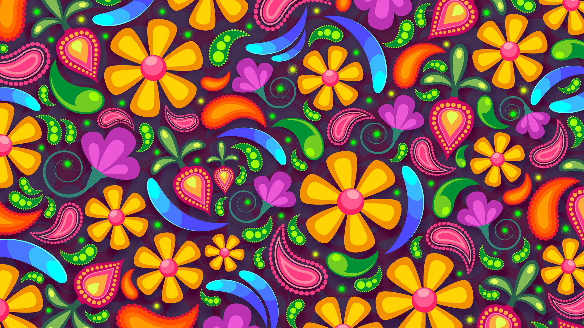 Full Screen 4k Flowers Hippie Background