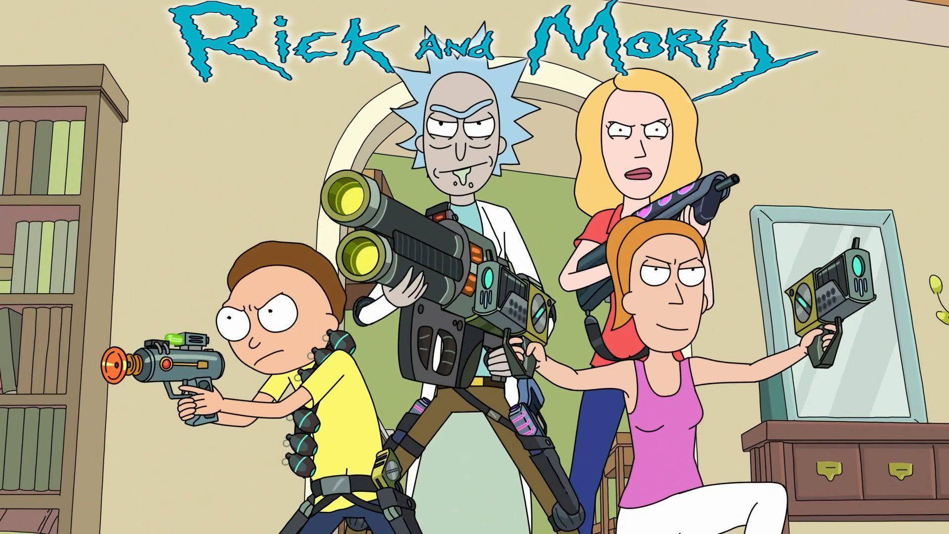 Fully Armed Smith Family Rick And Morty 4k Background