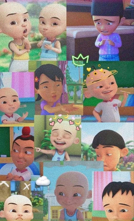 Fun Aesthetic Upin Ipin Collage Background