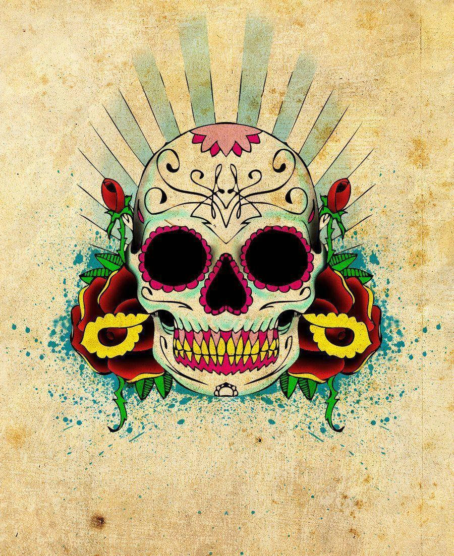 Fun And Colorful Chola Sugar Skulls Background