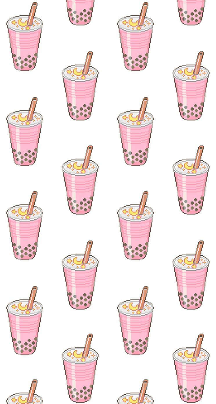 Fun And Playful Pink Boba Pattern
