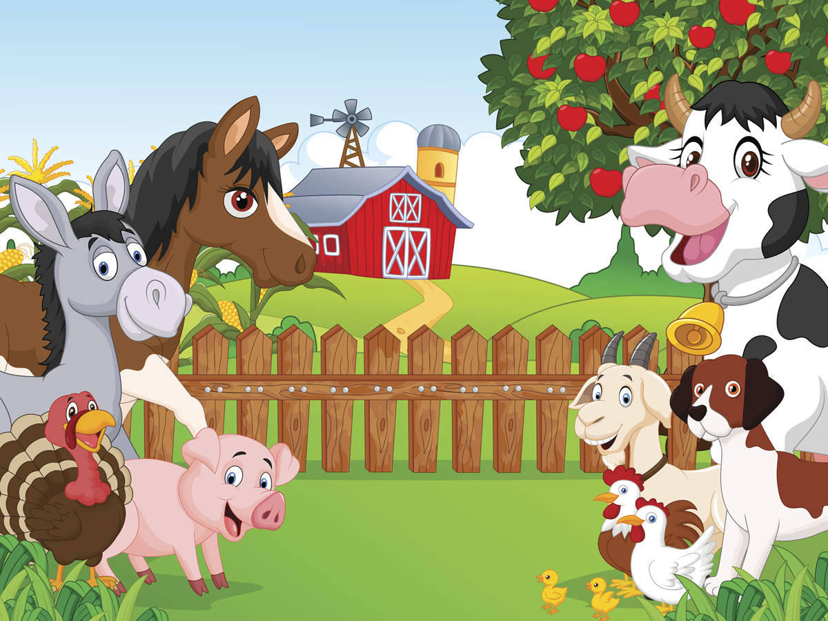 Fun Illustration Of A Farm Animals Background