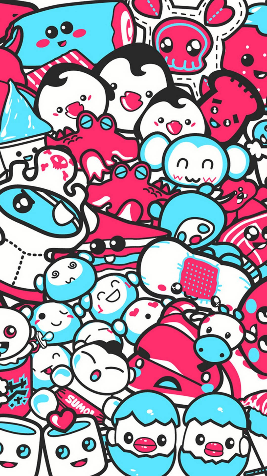 Fun Red And Blue Aesthetic Stickers Background