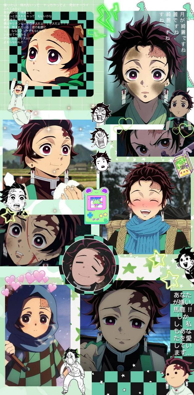 Fun Tanjiro Aesthetic Collage Background