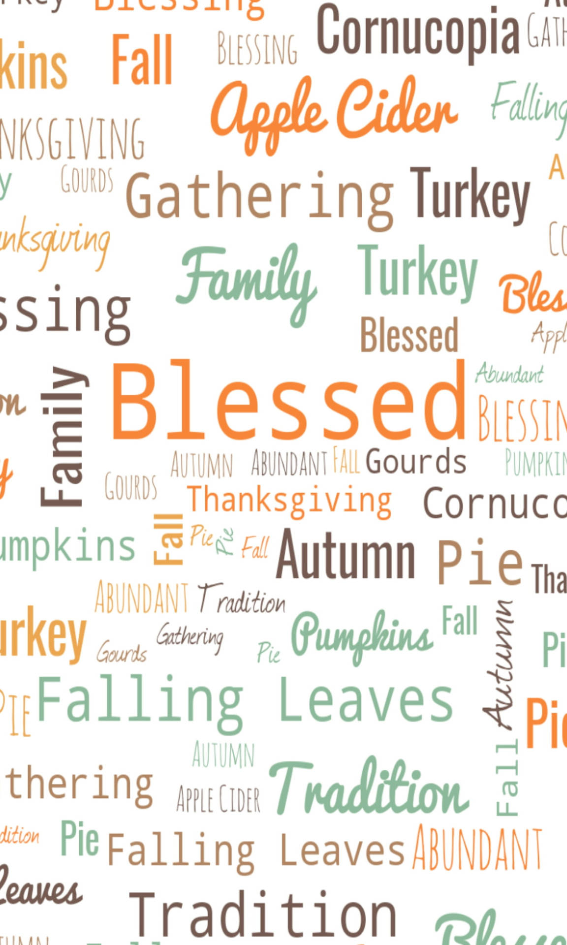 Fun Thanksgiving Image Full Of Words Iphone Background