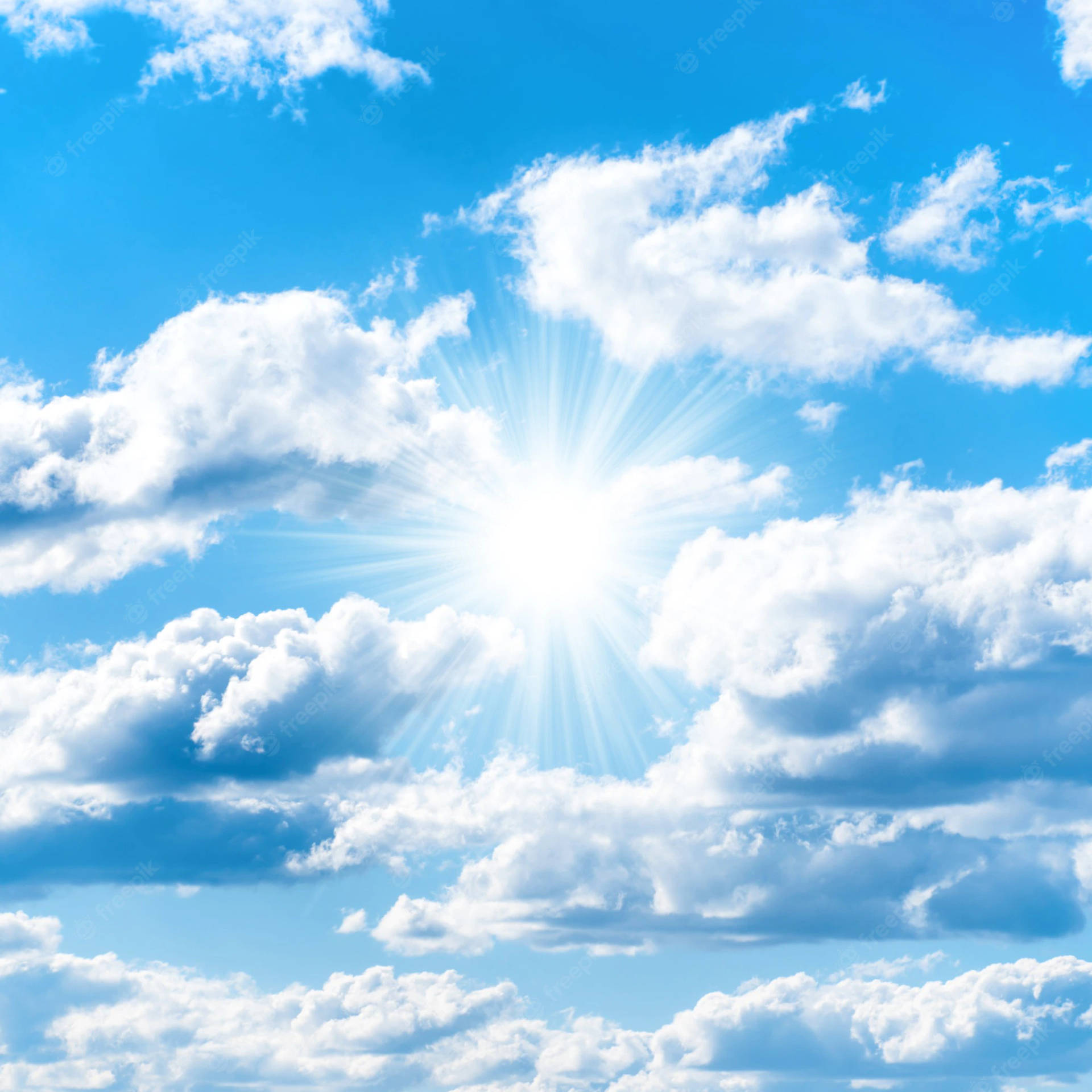 Funeral Clouds With Sun Centered Background