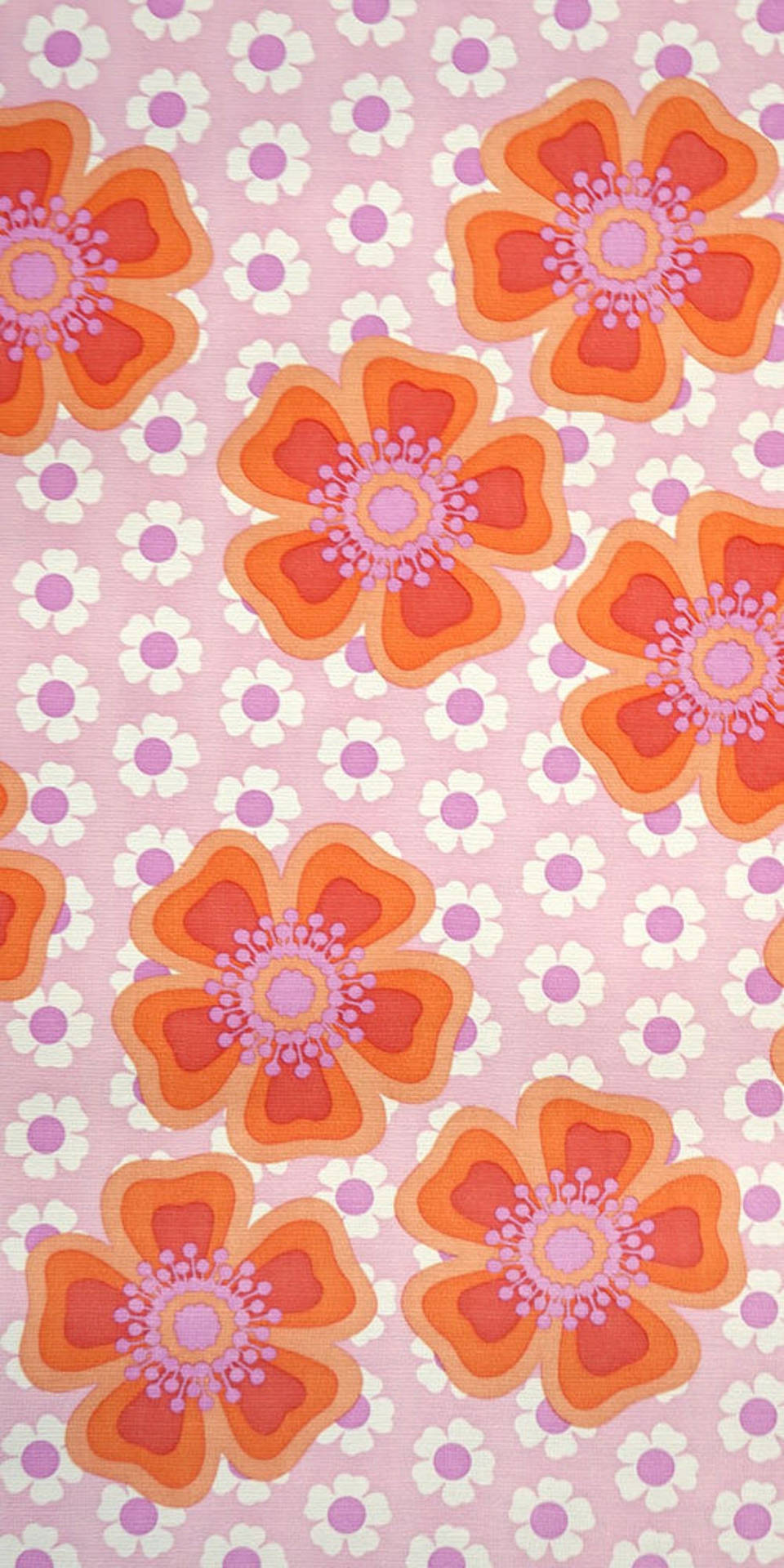 Funky Orange Floral Pattern Background