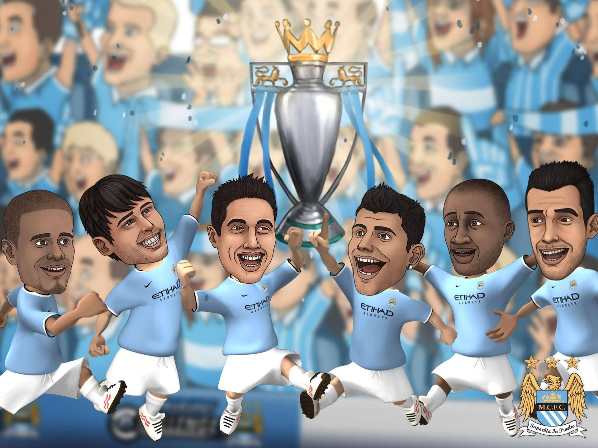 Funny And Cute Manchester City Fc Caricatures Background