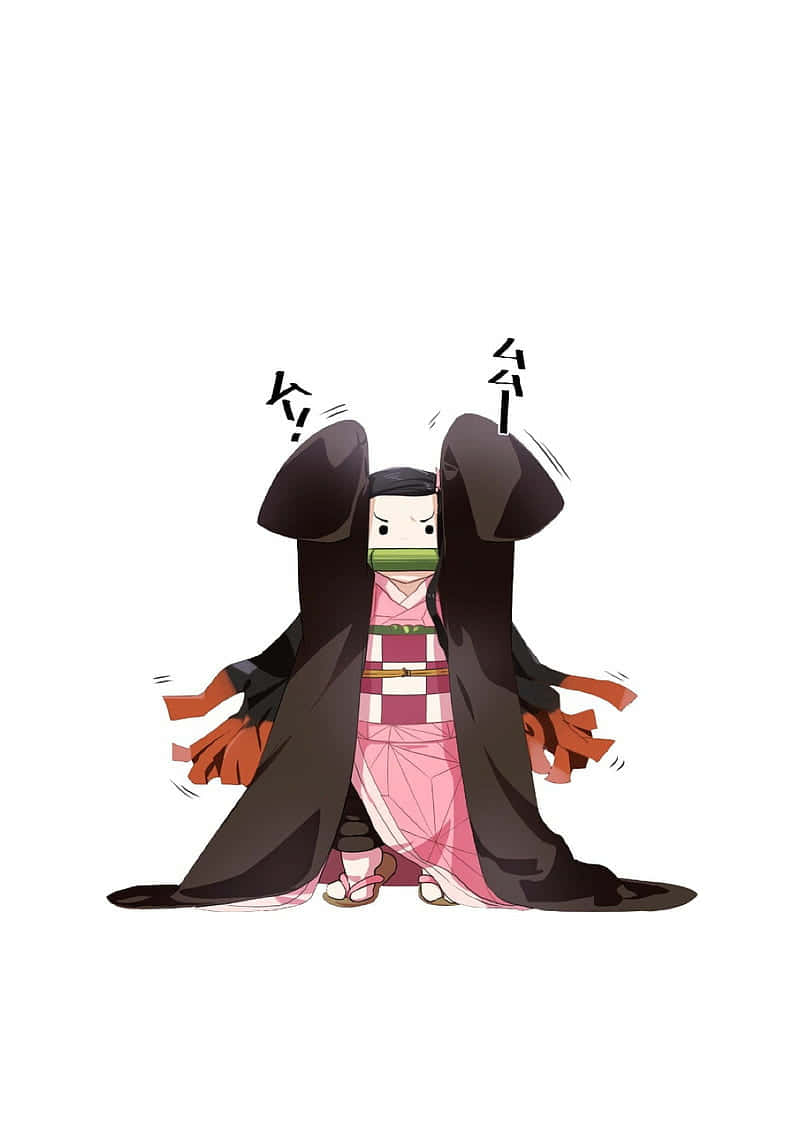 Funny And Cute Nezuko Kamado Portrait Digital Art Background