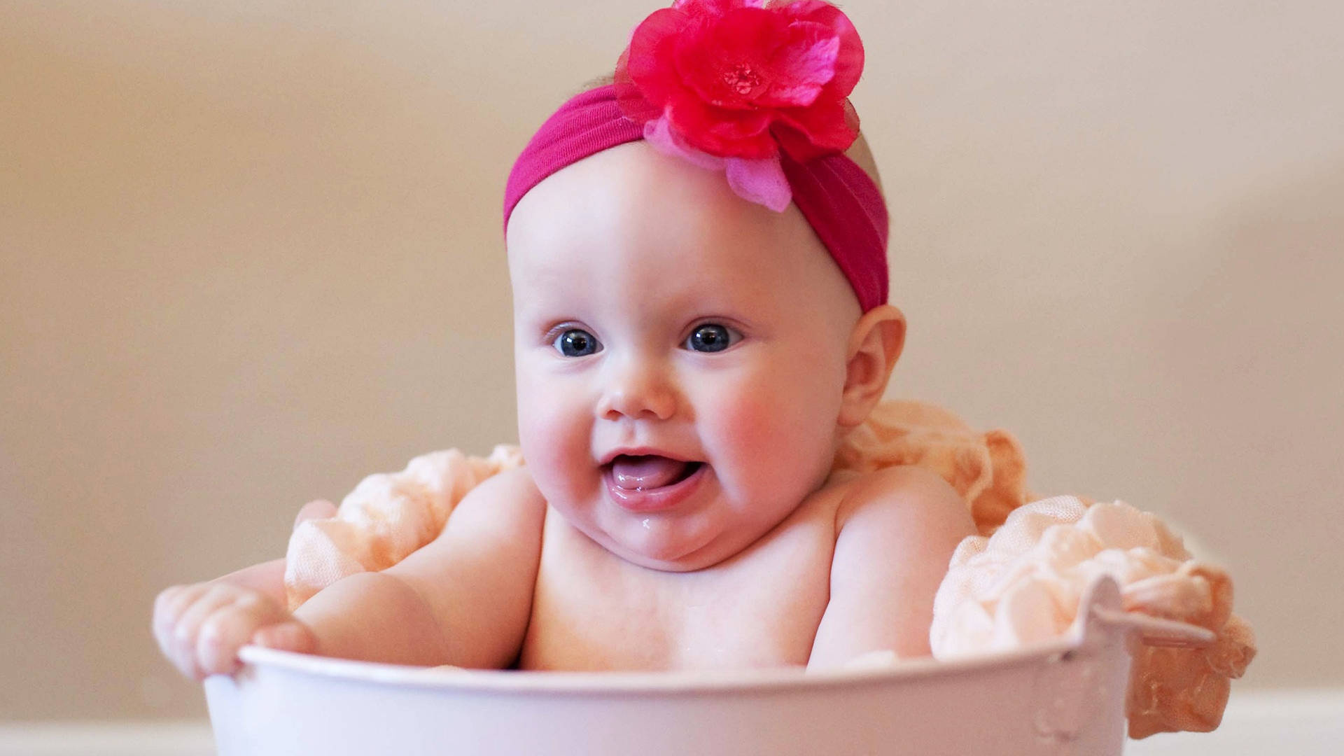 Funny Baby In A Bucket Background