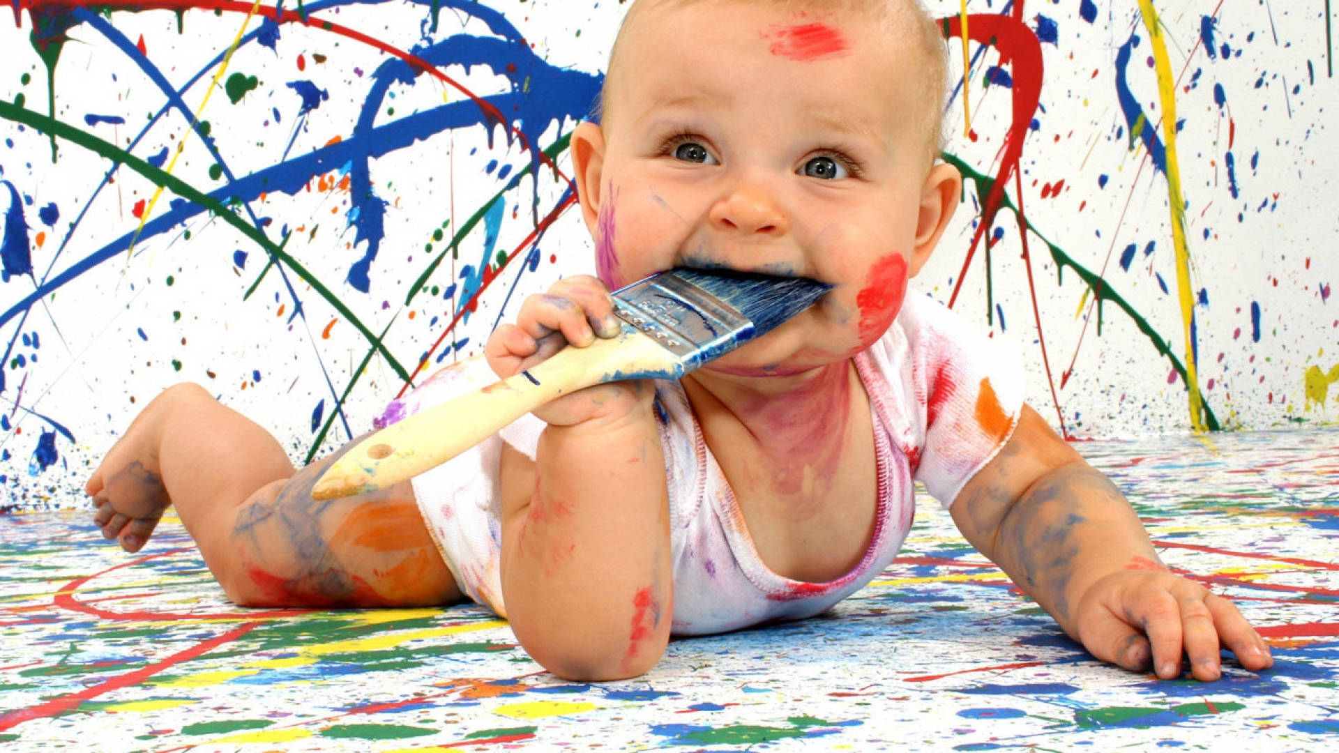 Funny Baby Paint Splash Background
