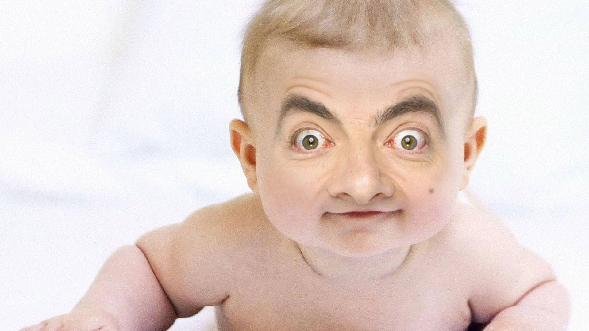 Funny Baby With Mr. Bean Face Background