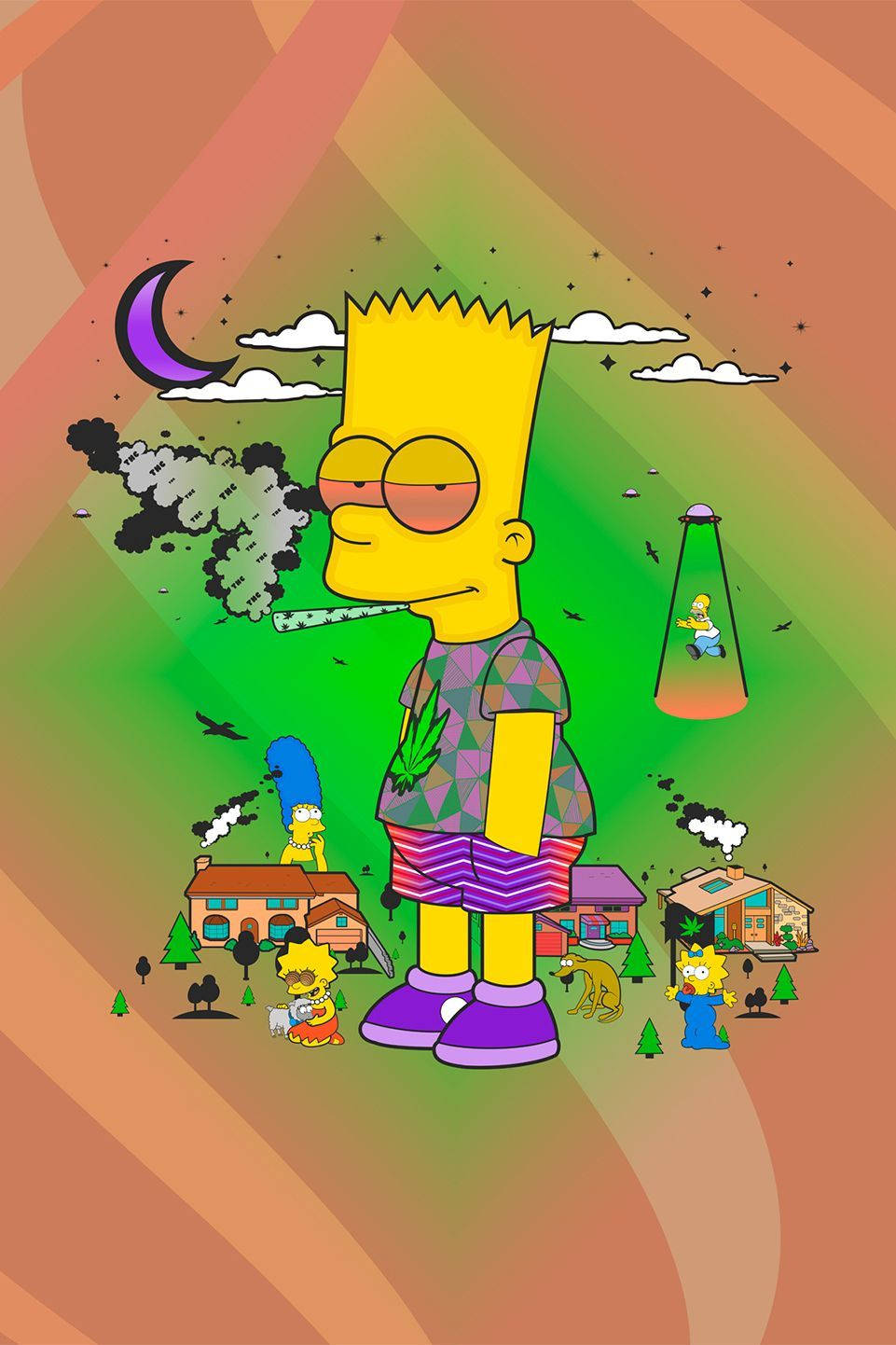 Funny Bart Simpson Weed Background