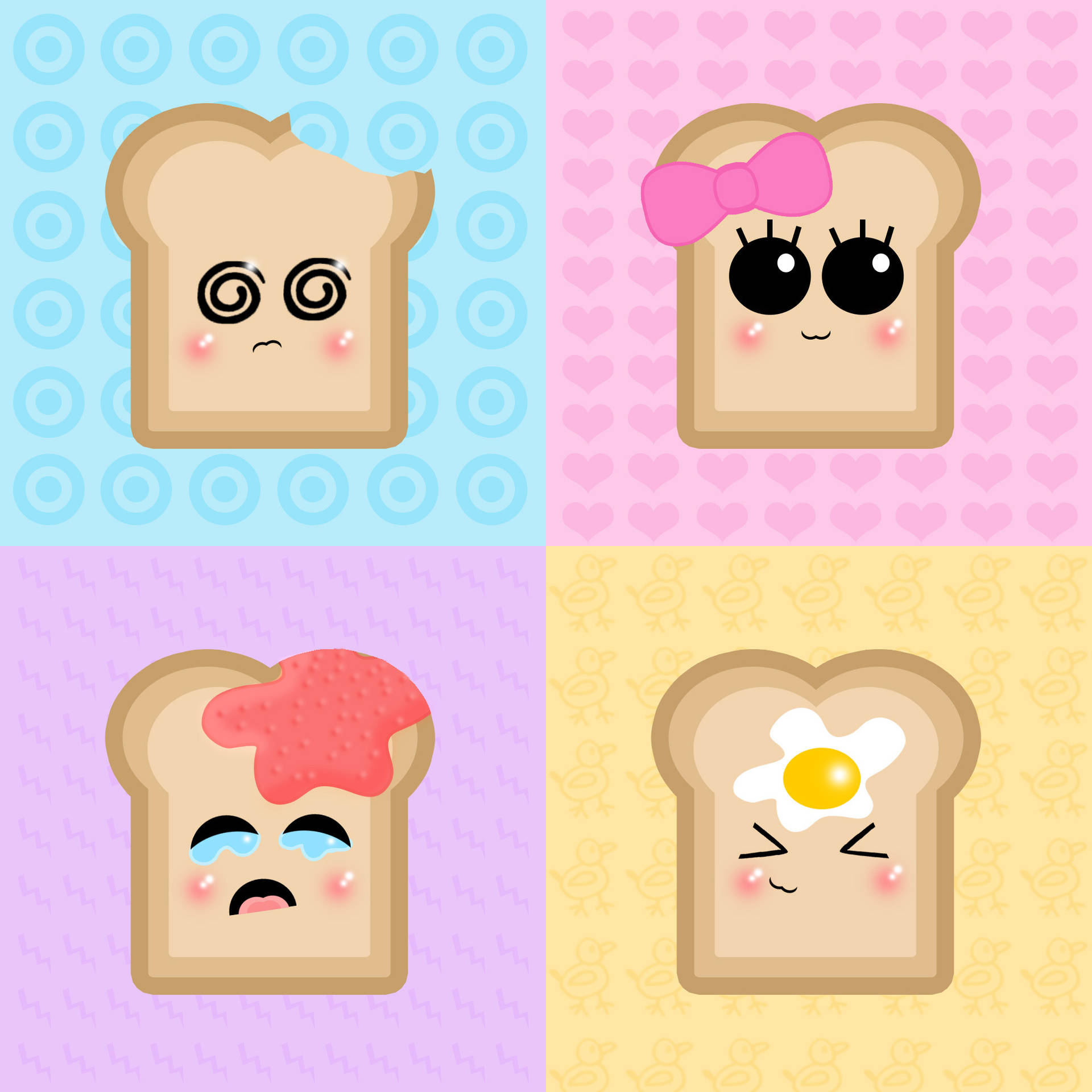 Funny Bread Faces Aesthetic Background